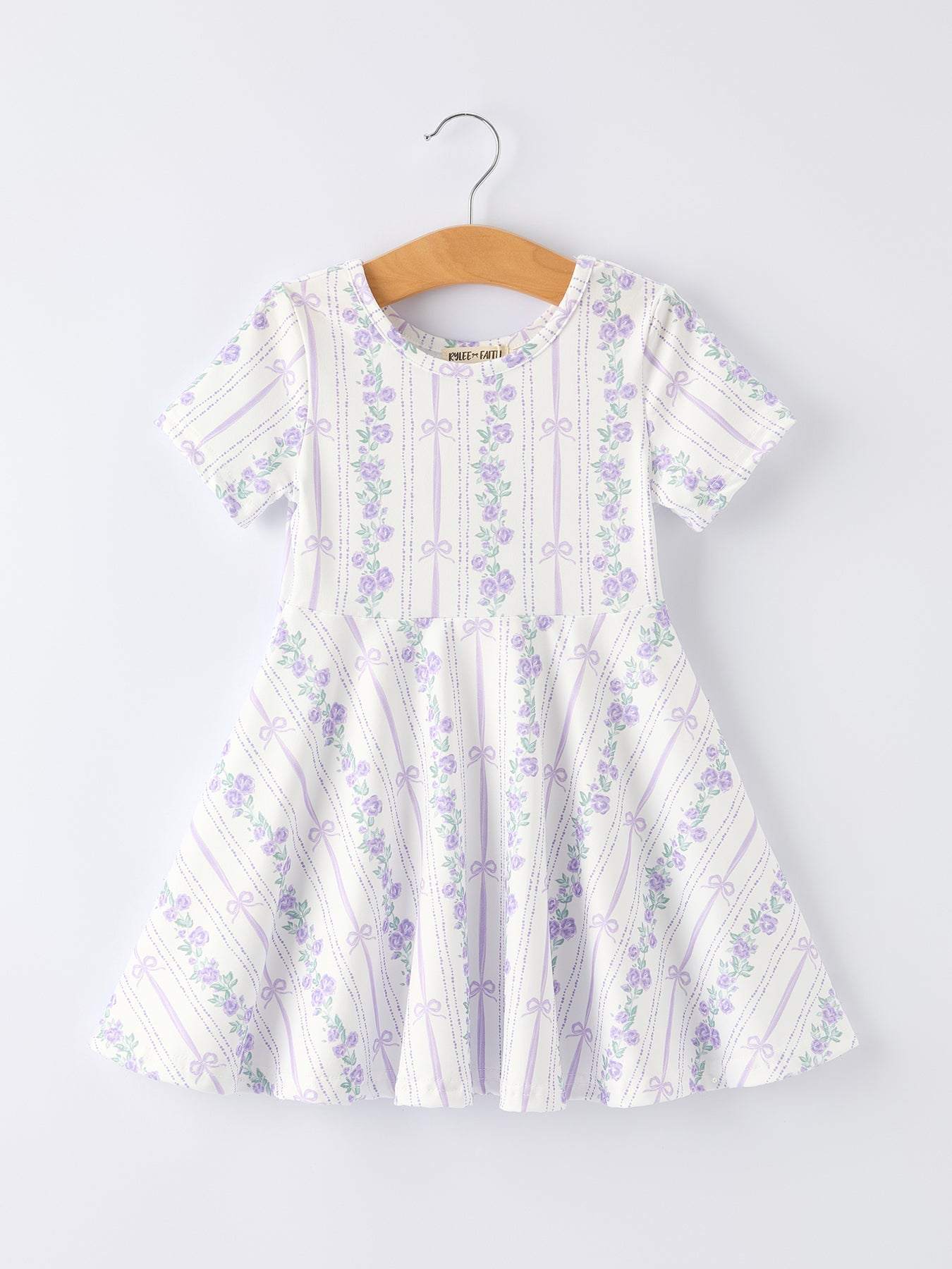 Floral Bow Stripe Print Girl Dress