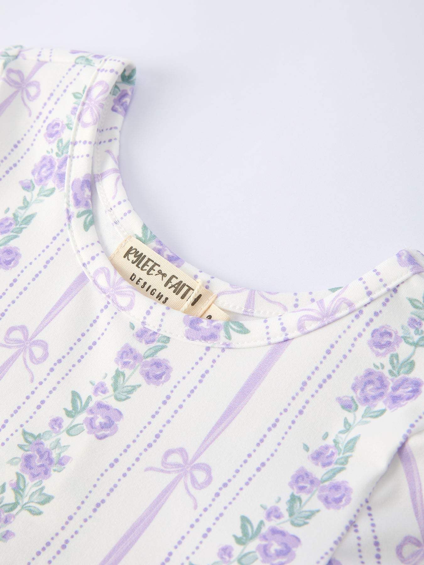 Floral Bow Stripe Print Girl Dress