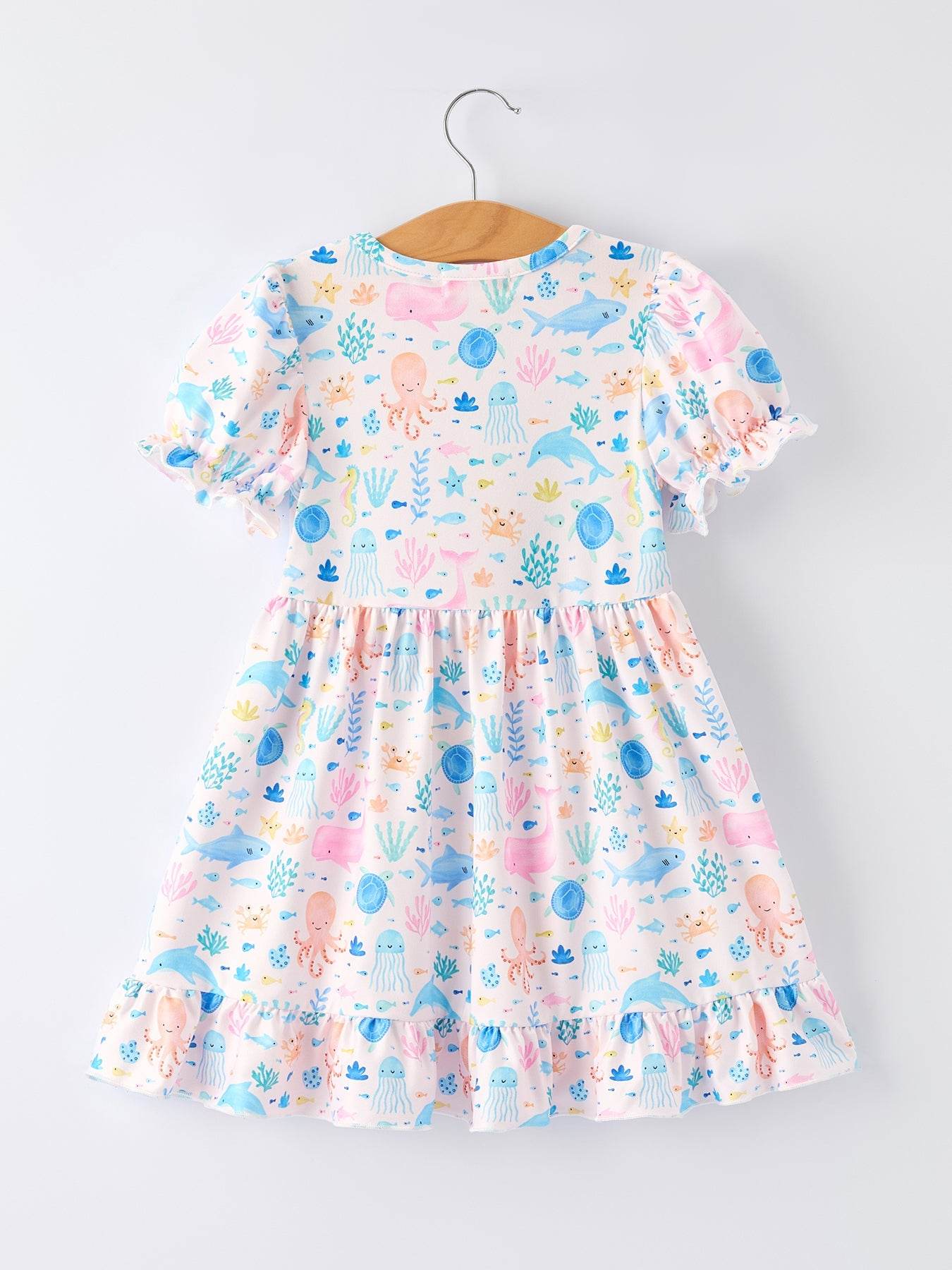 Ocean Animal Print Girl Ruffle Dress