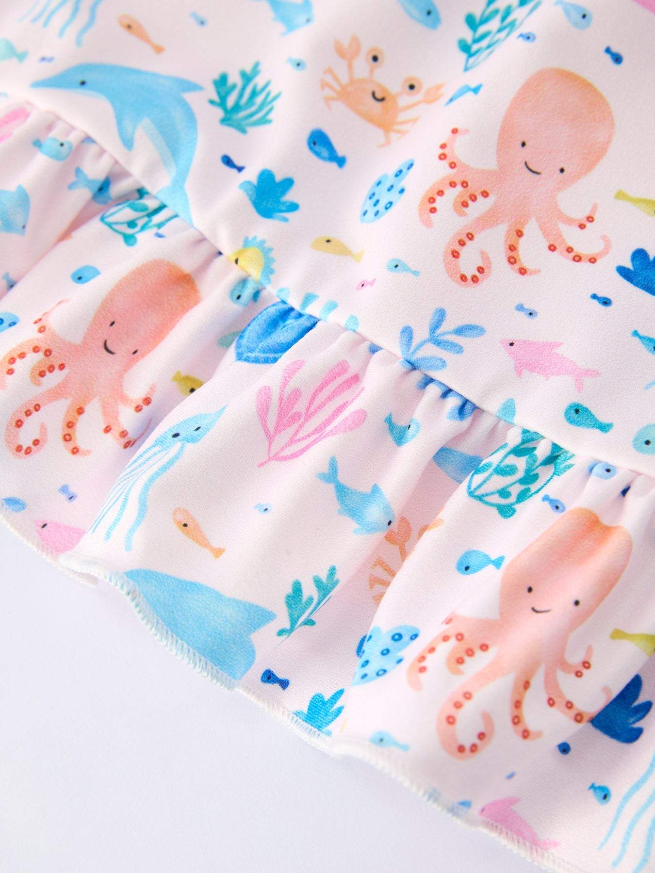 Ocean Animal Print Girl Ruffle Dress