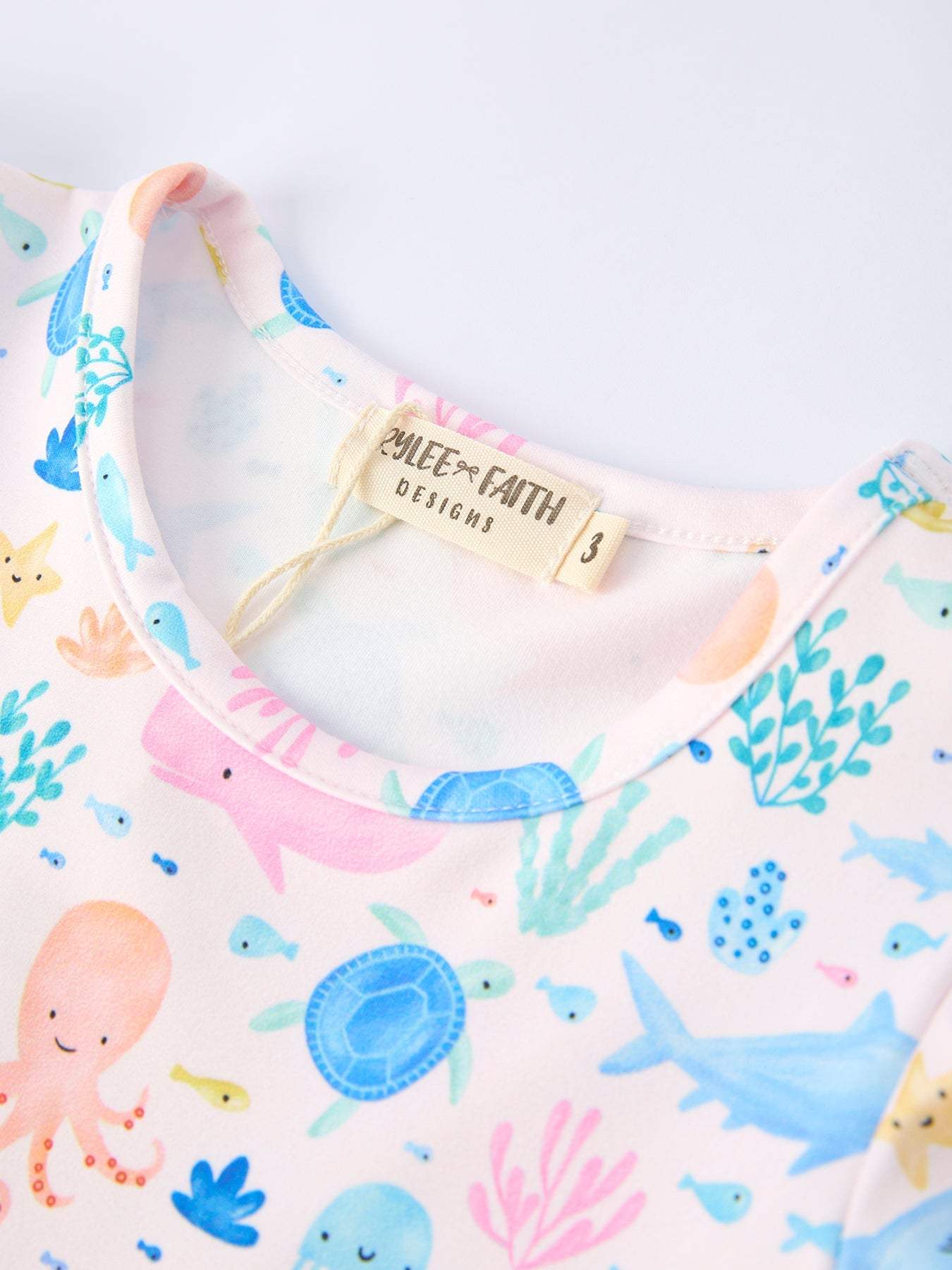 Ocean Animal Print Girl Ruffle Dress