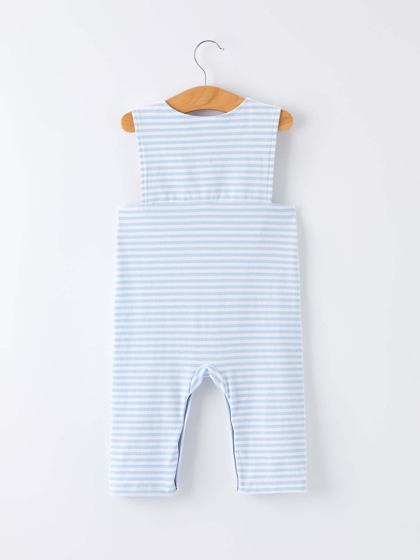 4th of July Stripe Blue Boys Romper - detail view