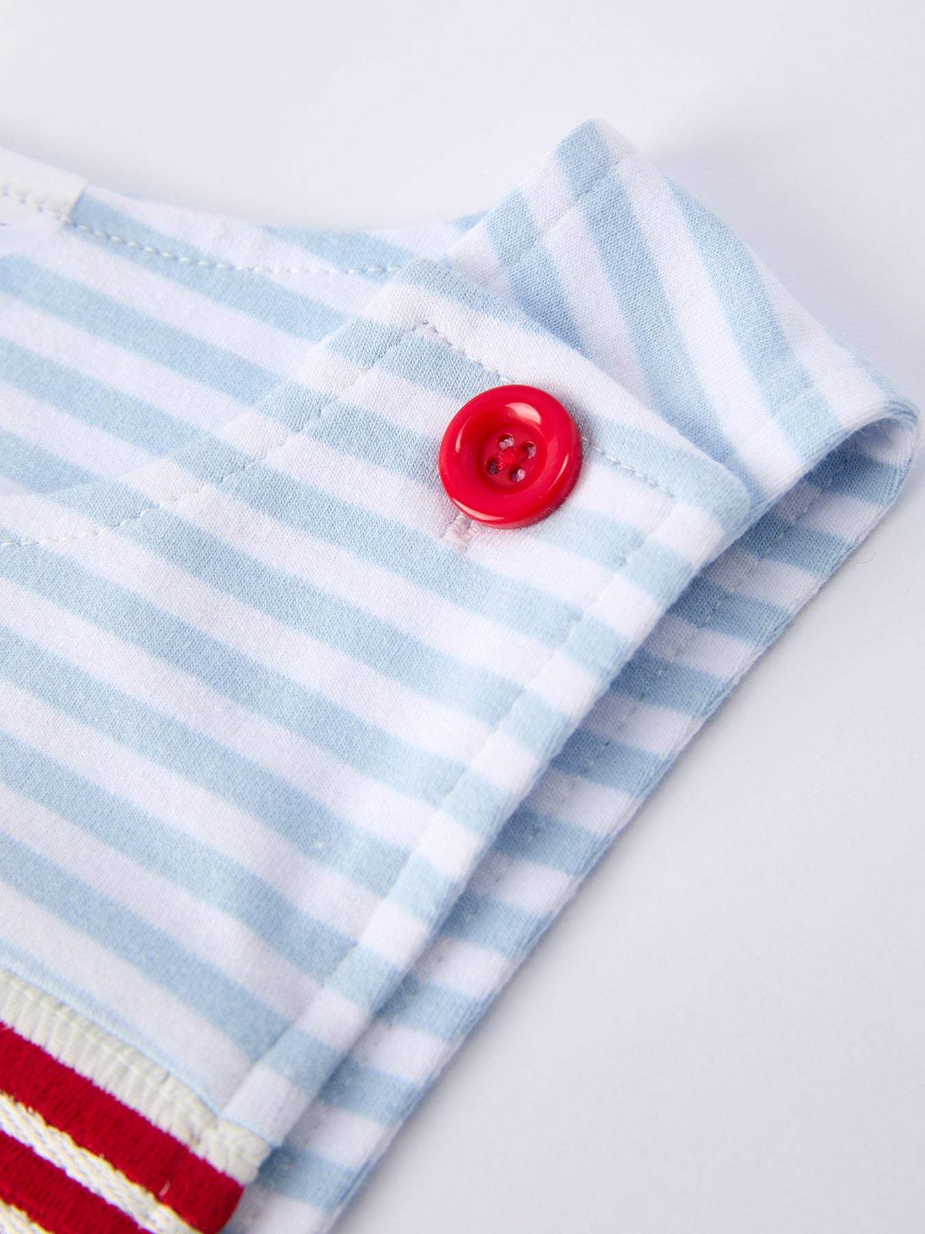 4th of July Stripe Blue Boys Romper - back view