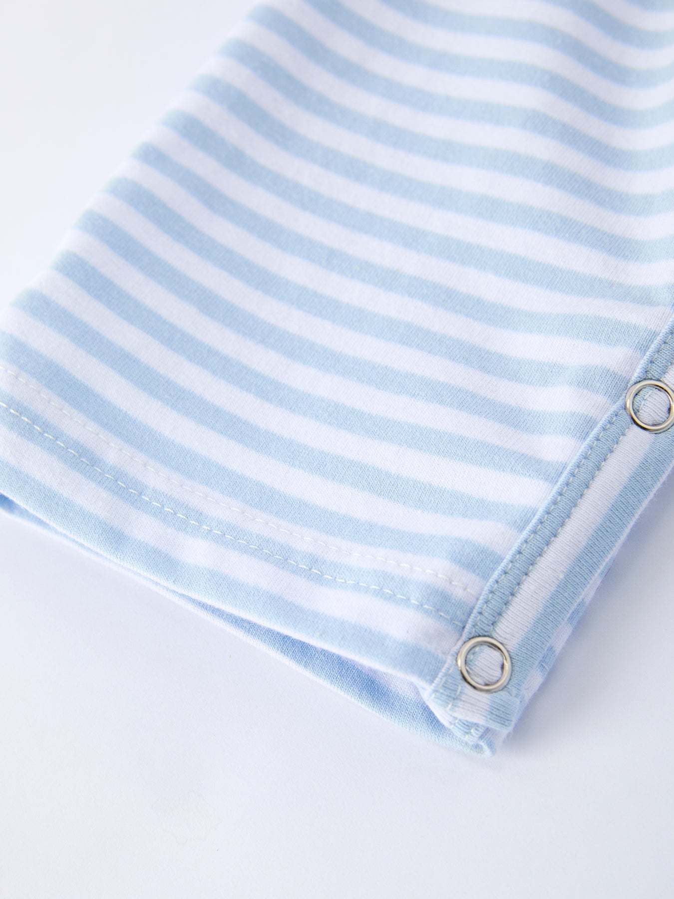 4th of July Stripe Blue Boys Romper - fabric and material close-up