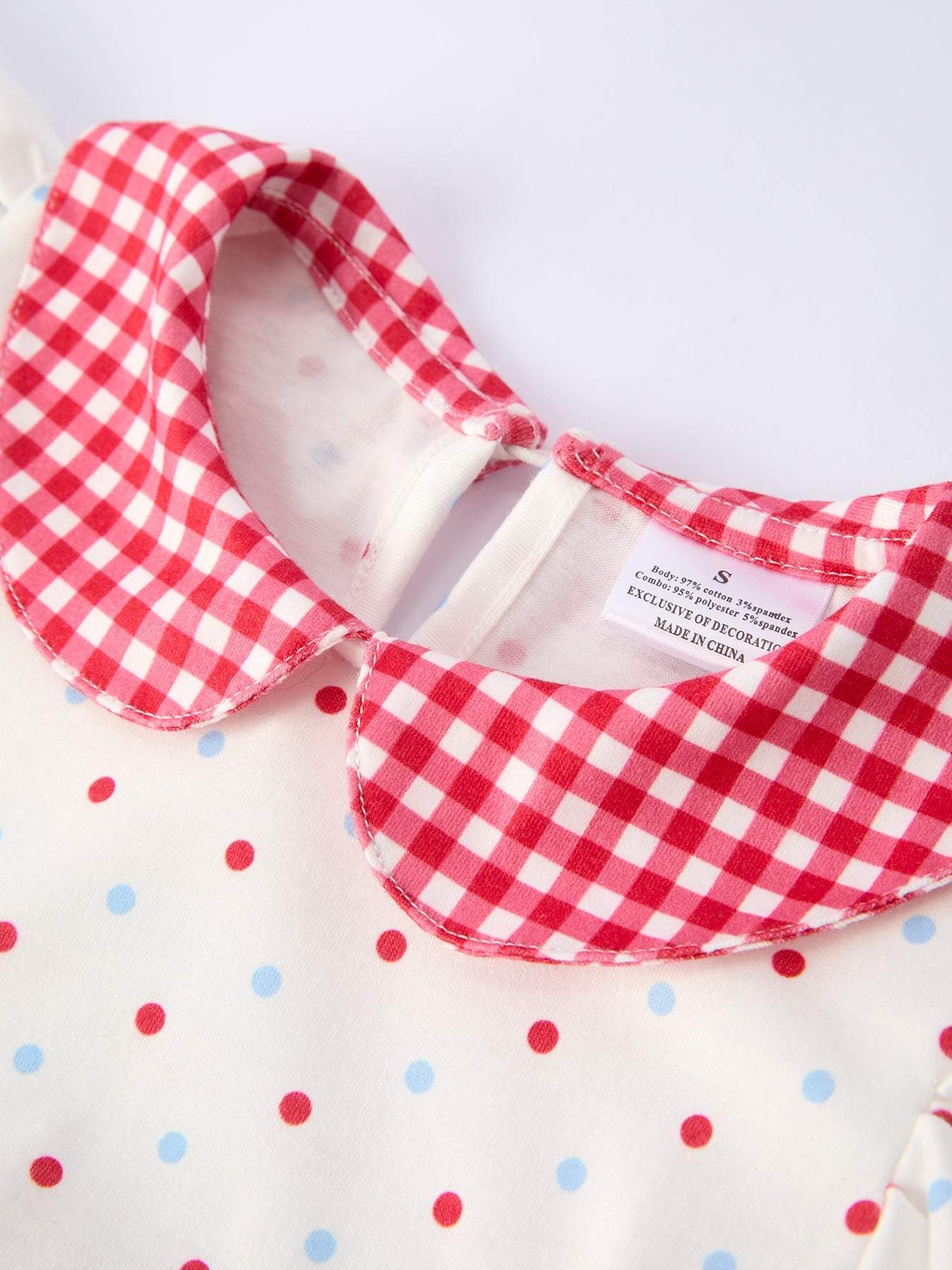 4th of July Dot Girls Dress Bow Ruffle Peter Pan Collar - back view