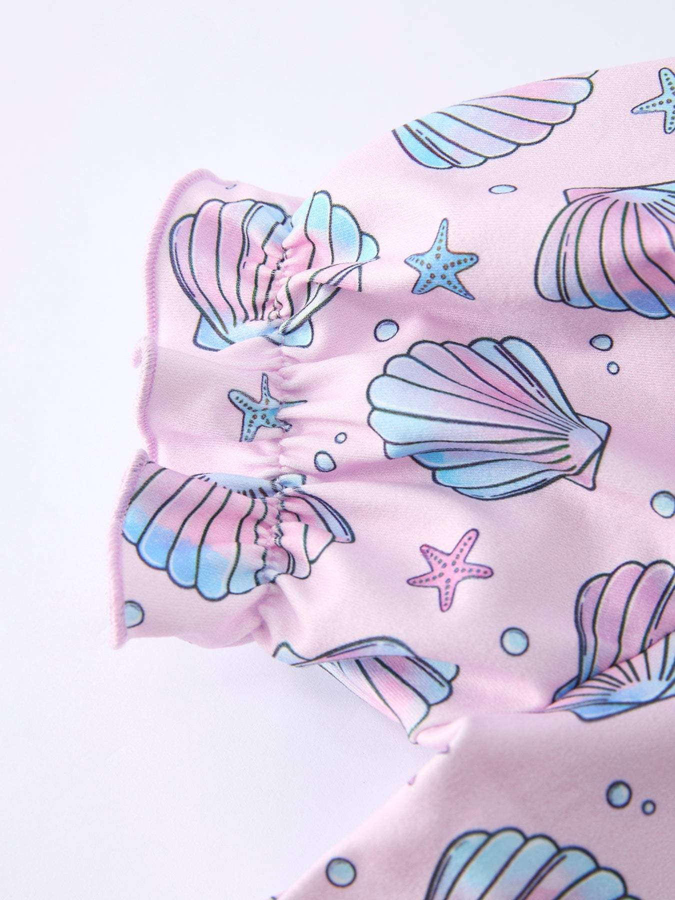 Seashell Print Girl Ruffle Dress