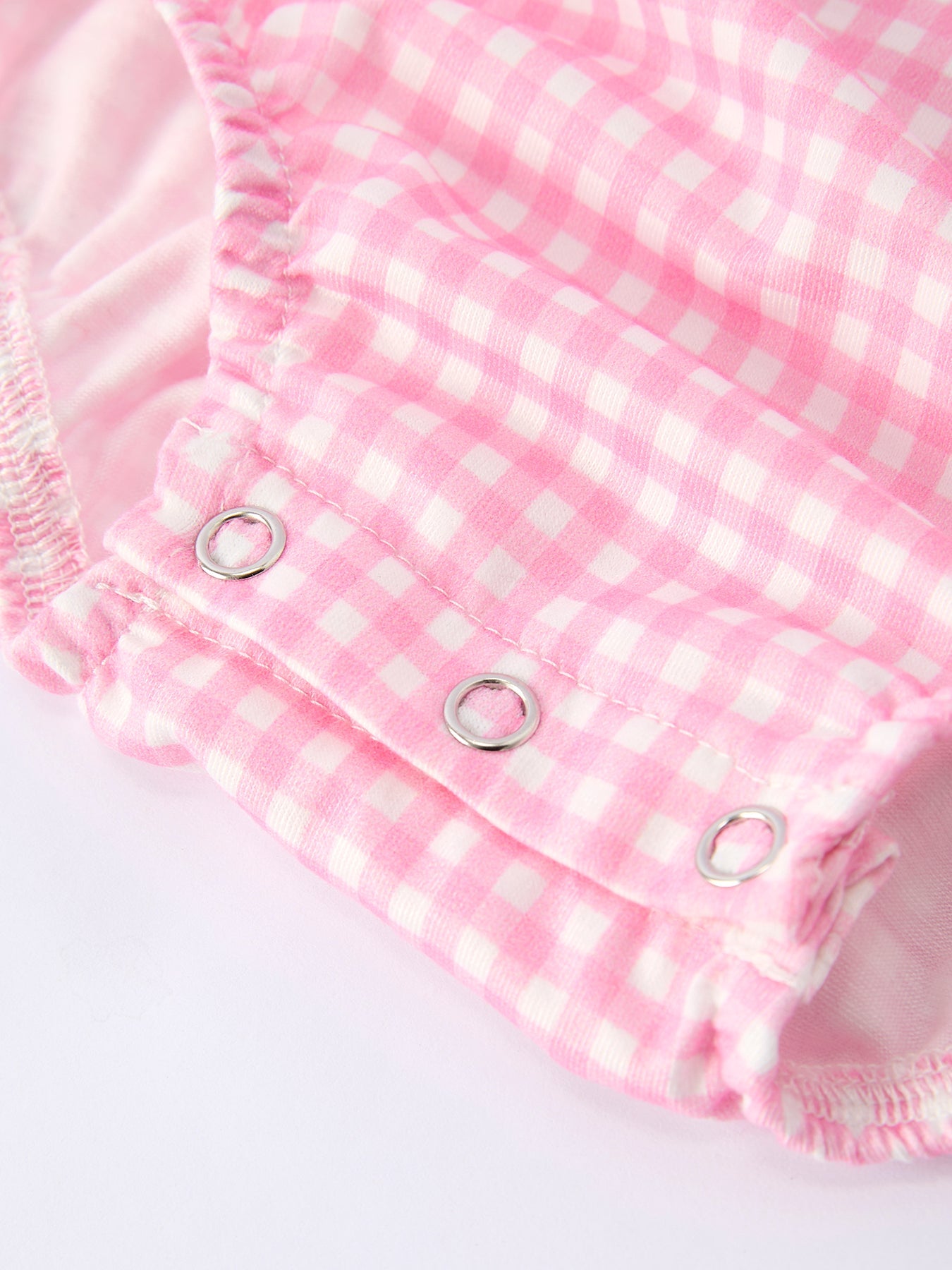 4th of July Plaid Girls Smocked Romper Bow Ruffle