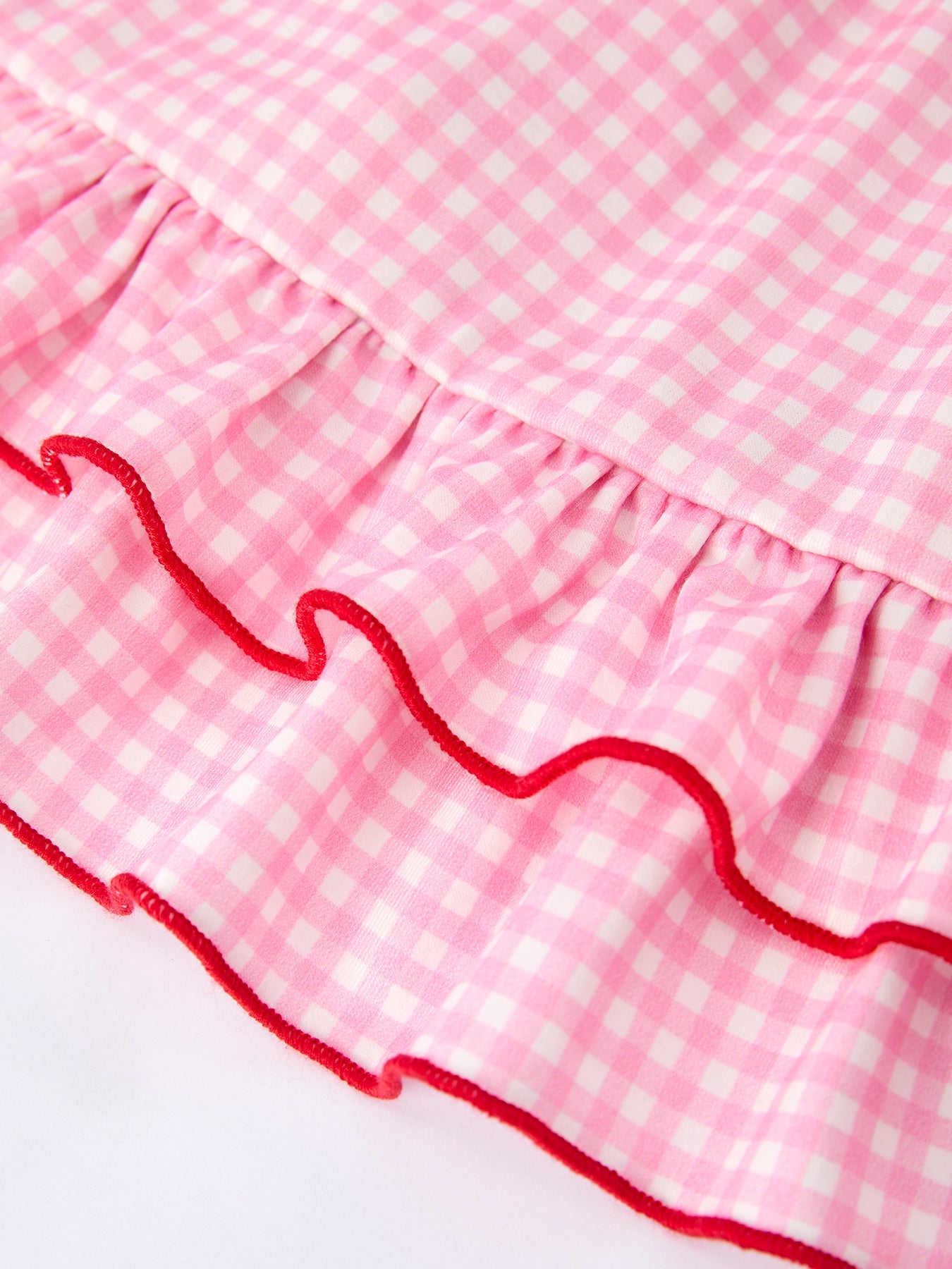 4th of July Plaid Girls Dress Bow Ruffle - side view