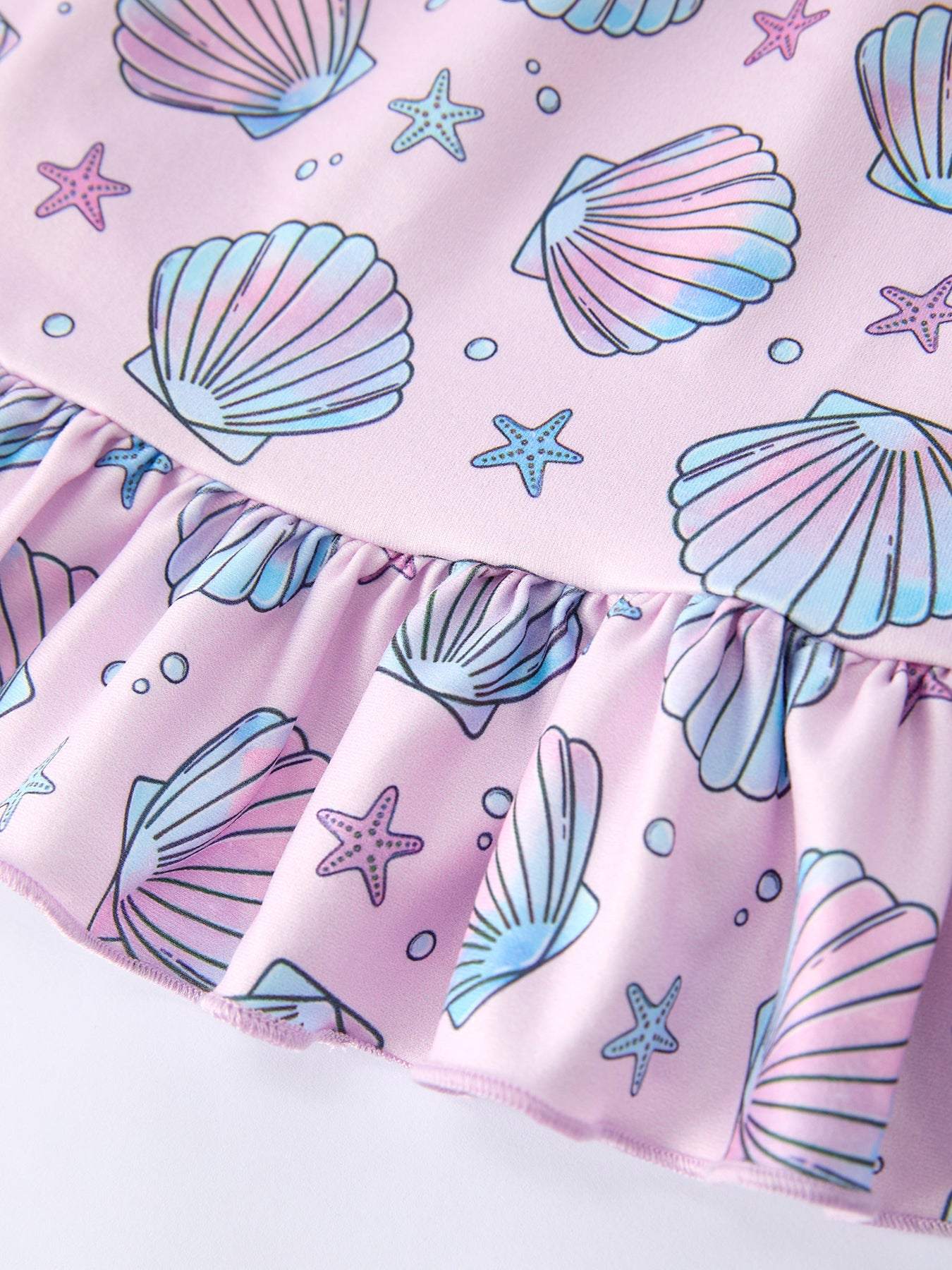 Seashell Print Girl Ruffle Dress
