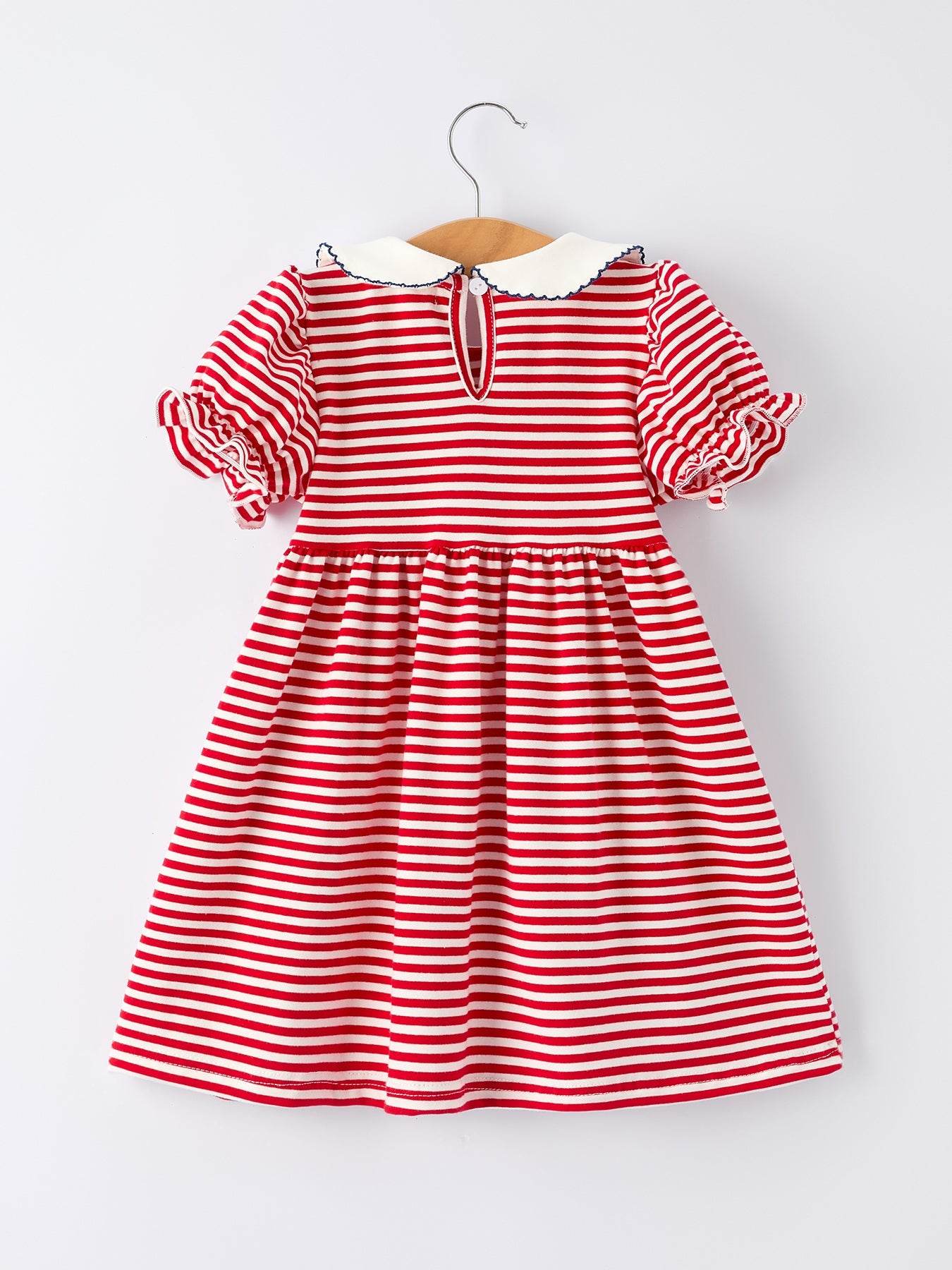 4th of july Bow Applique Striped Dress - detail view