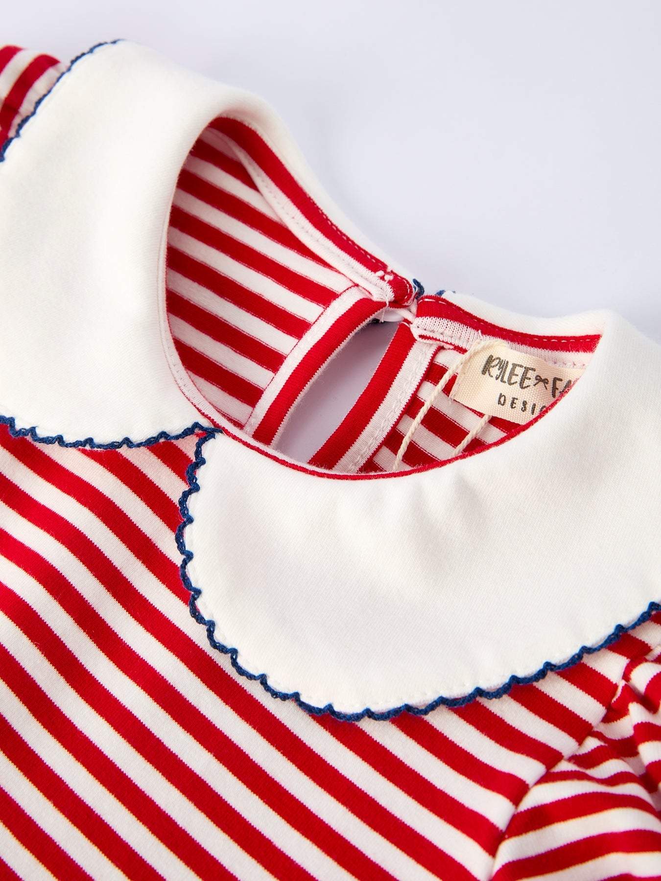 4th of july Bow Applique Striped Dress - back view