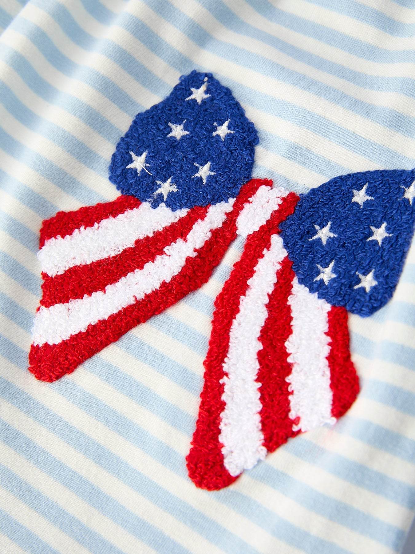 4th of July Stripe Girls Dress Bow Peter Pan Collar - side view