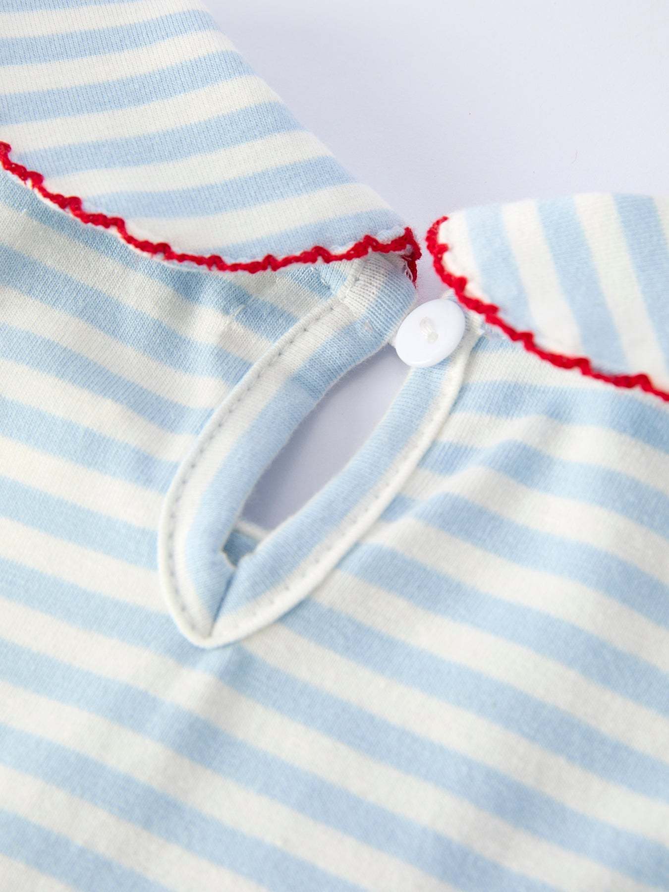 4th of July Stripe Girls Dress Bow Peter Pan Collar - fabric and material close-up