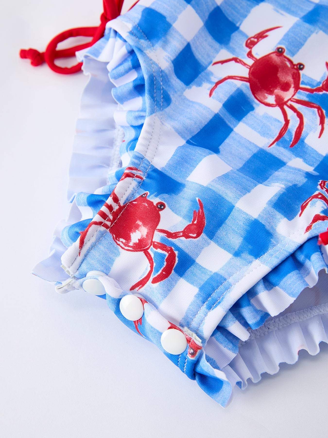 Summer Crab Girl Long Sleeve Ruffle One Piece Swimsuit, back view