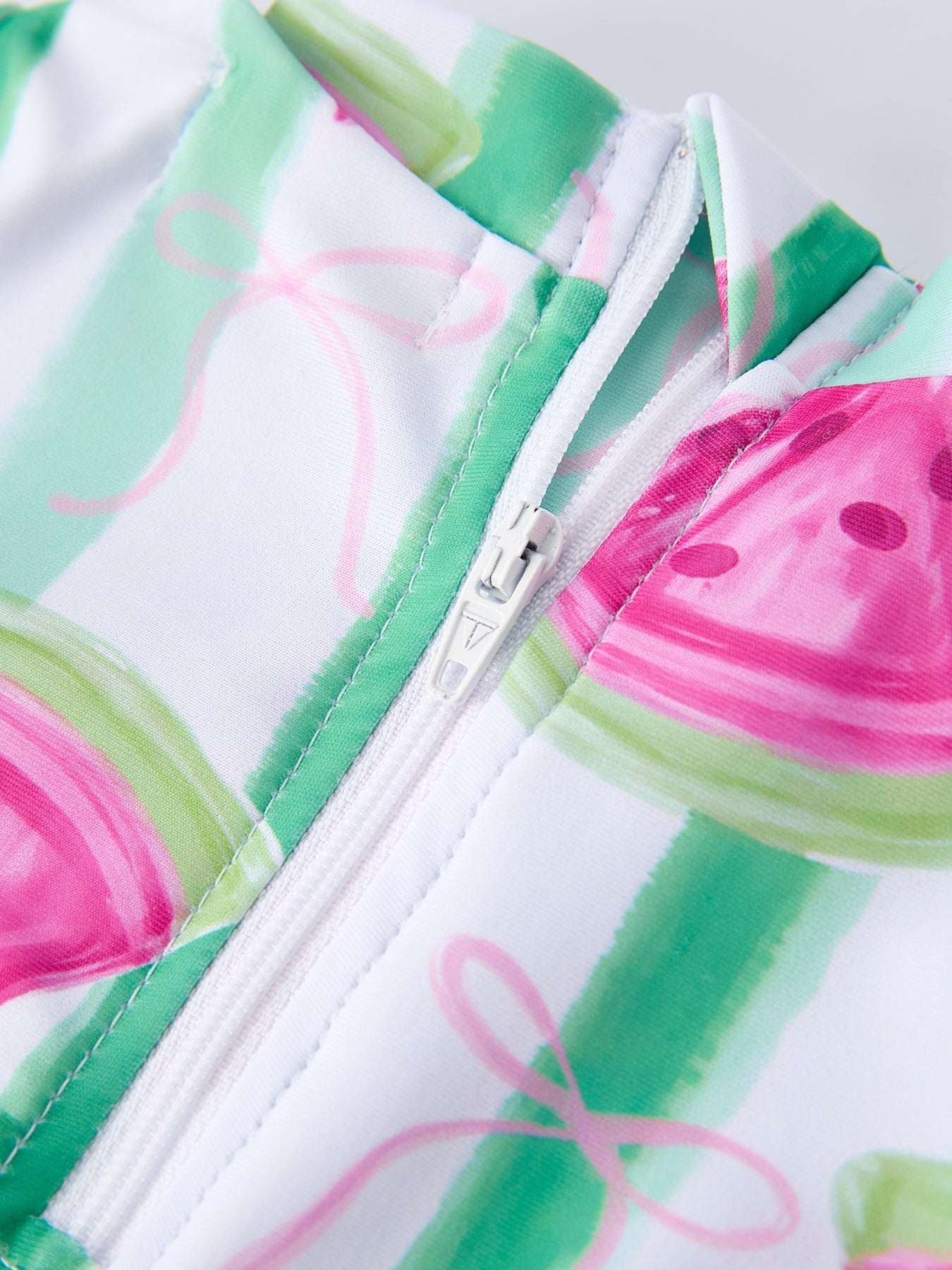 Watermelon print ruffle swimsuit side view