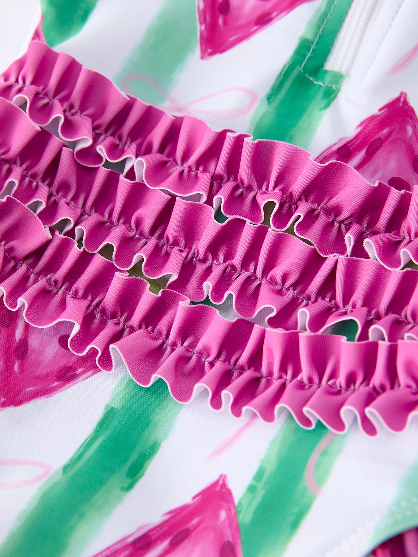 Watermelon print swimsuit fabric close-up