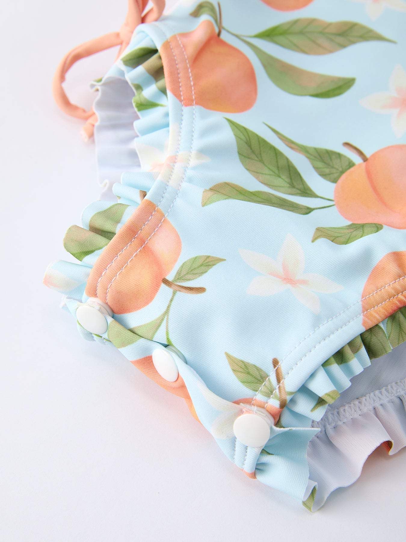 Summer Peach Girl Long Sleeve Ruffle One Piece Swimsuit, back view