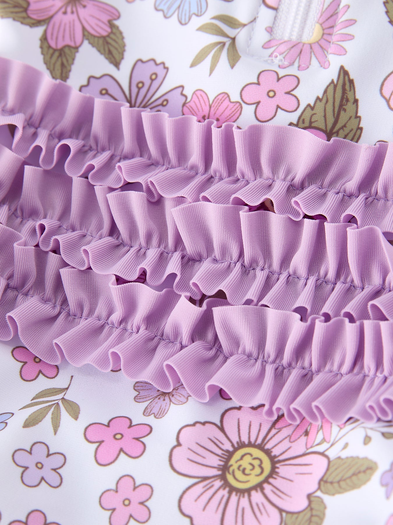 Floral print swimsuit fabric close-up