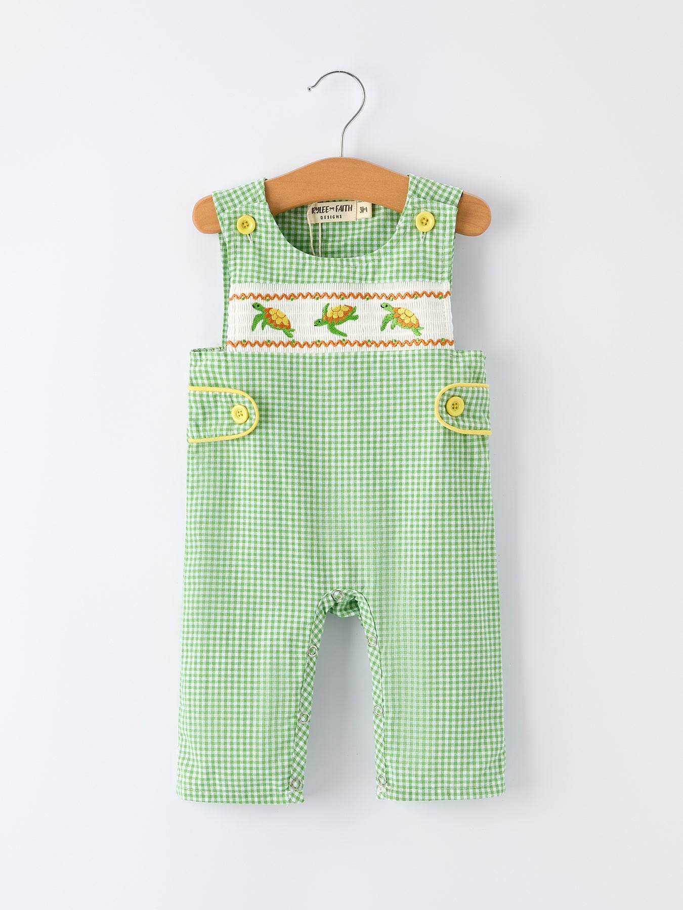 Spring Turtle Smocked Baby Boy Romper