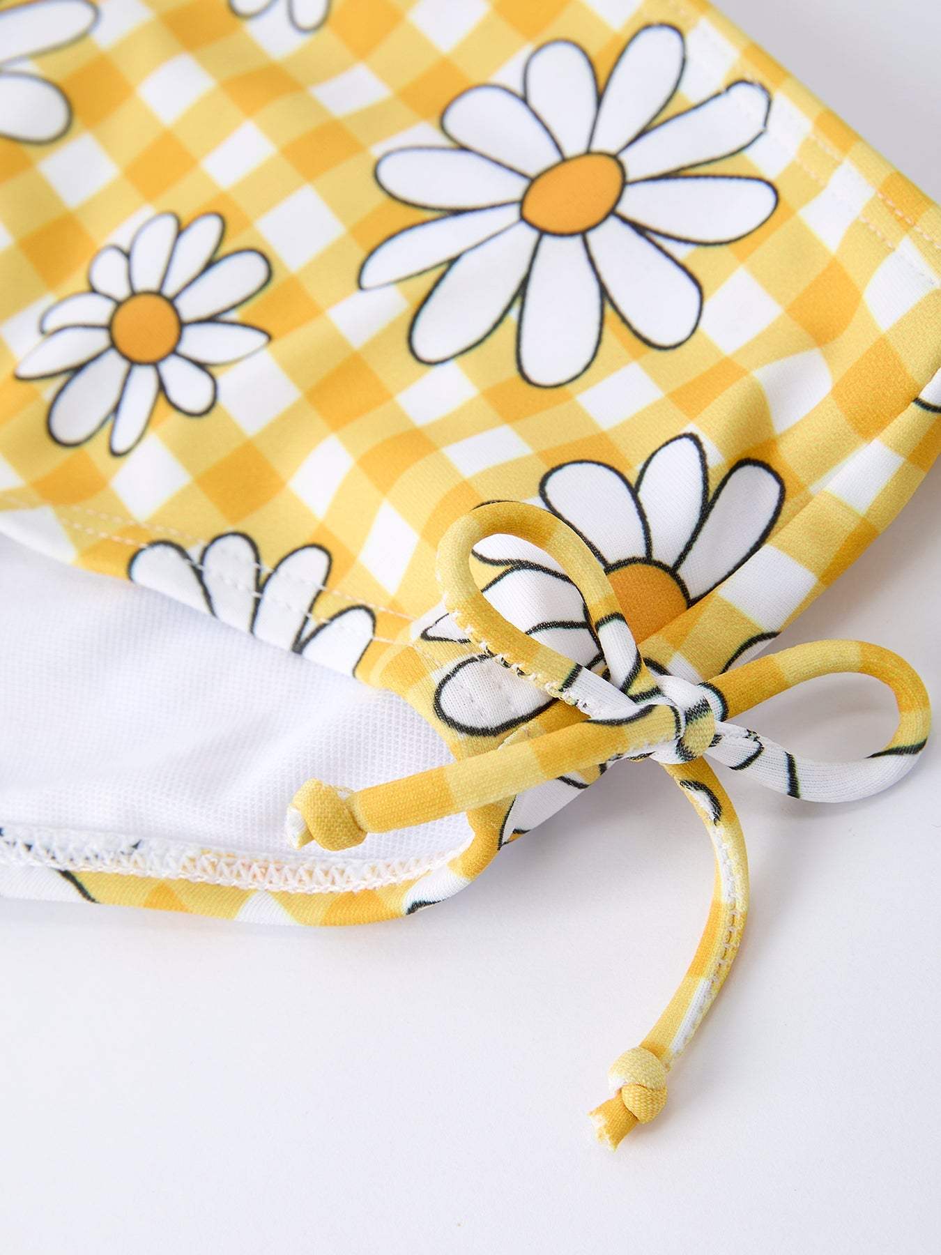 Summer Daisy Plaid Girls Two Piece Swim Set swimsuit, back view