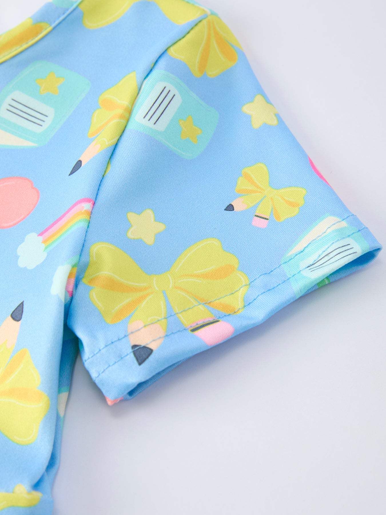 Back to School Rainbow Bow Girls Dress - side view