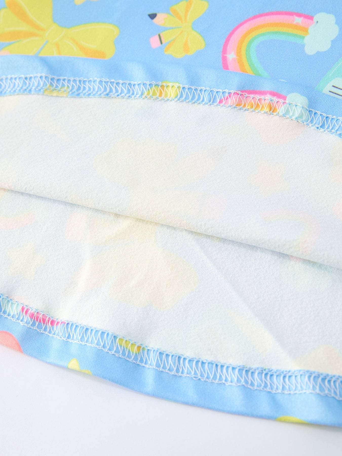 Back to School Rainbow Bow Girls Dress - fabric and material close-up