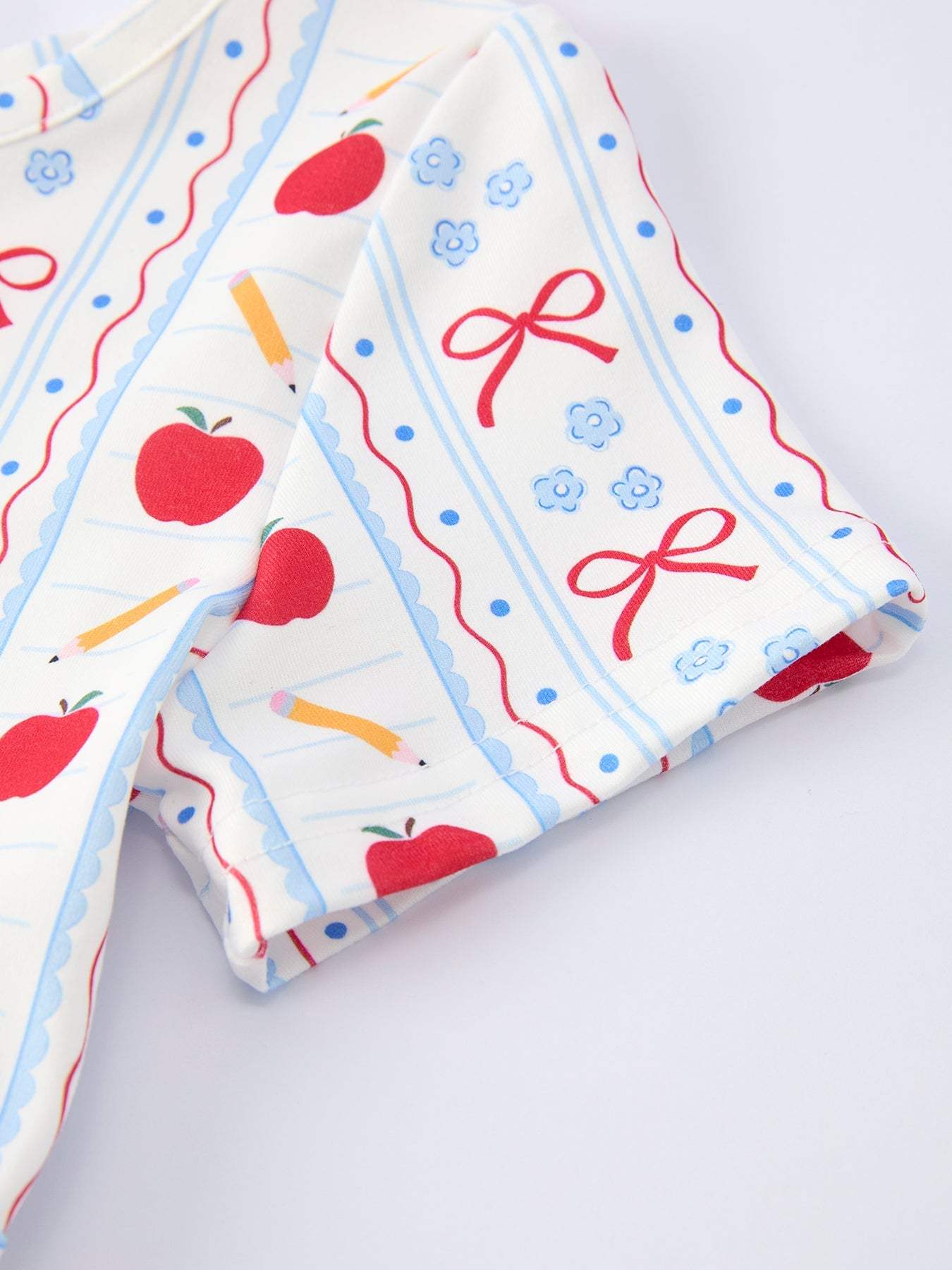 Back to School Apple Bow Stripe Girls Dress