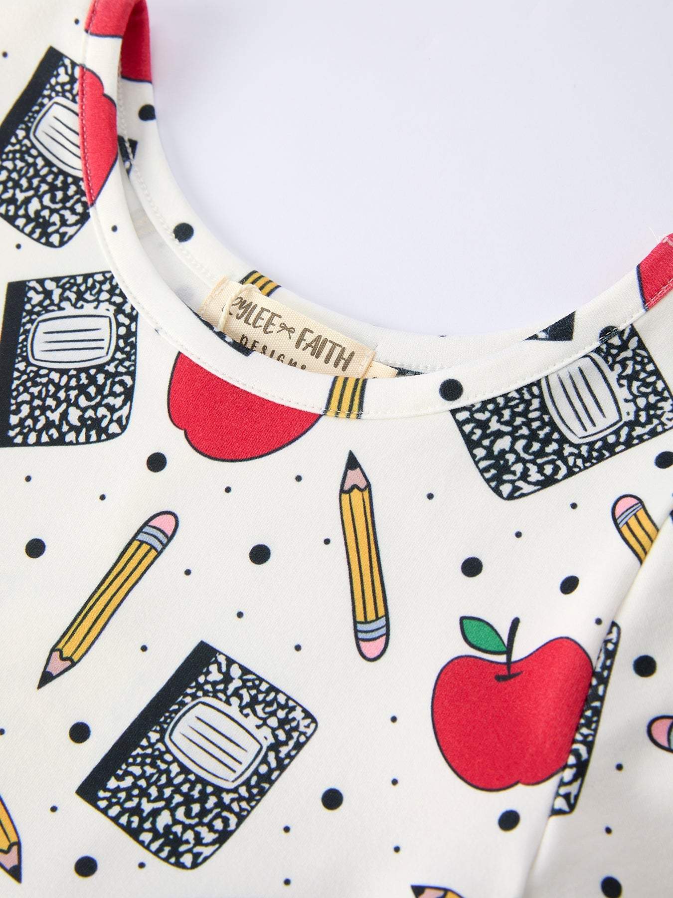 Back to School Apple Pencil Print Girls Dress - back view