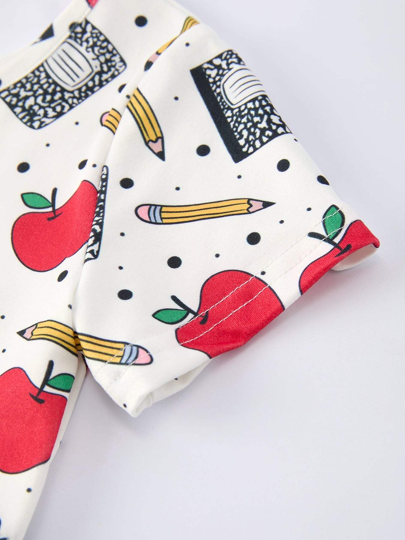 Back to School Apple Pencil Print Girls Dress - side view
