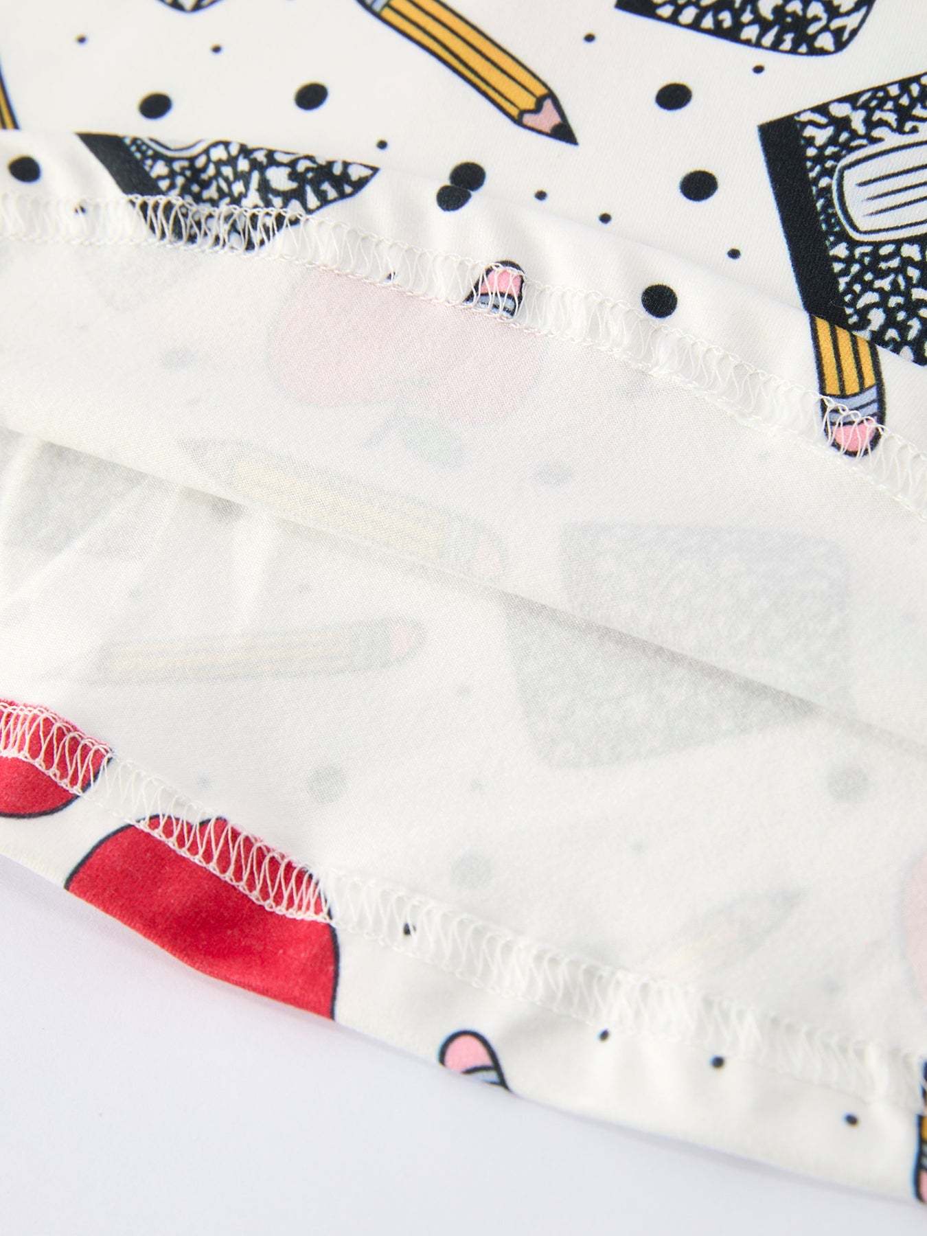 Back to School Apple Pencil Print Girls Dress - fabric and material close-up