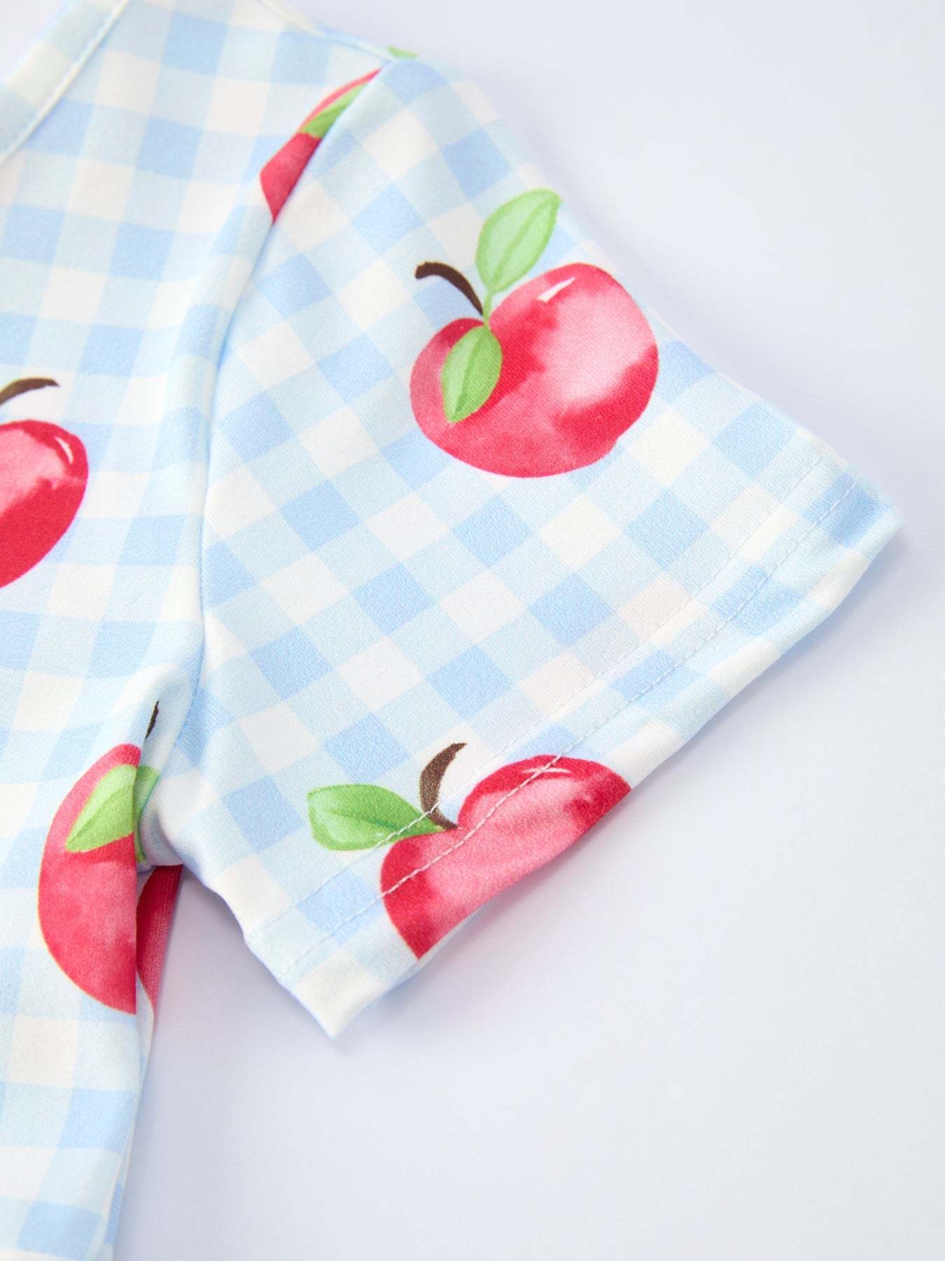 Back to School Apple Plaid Girls Dress Short Sleeve - side view