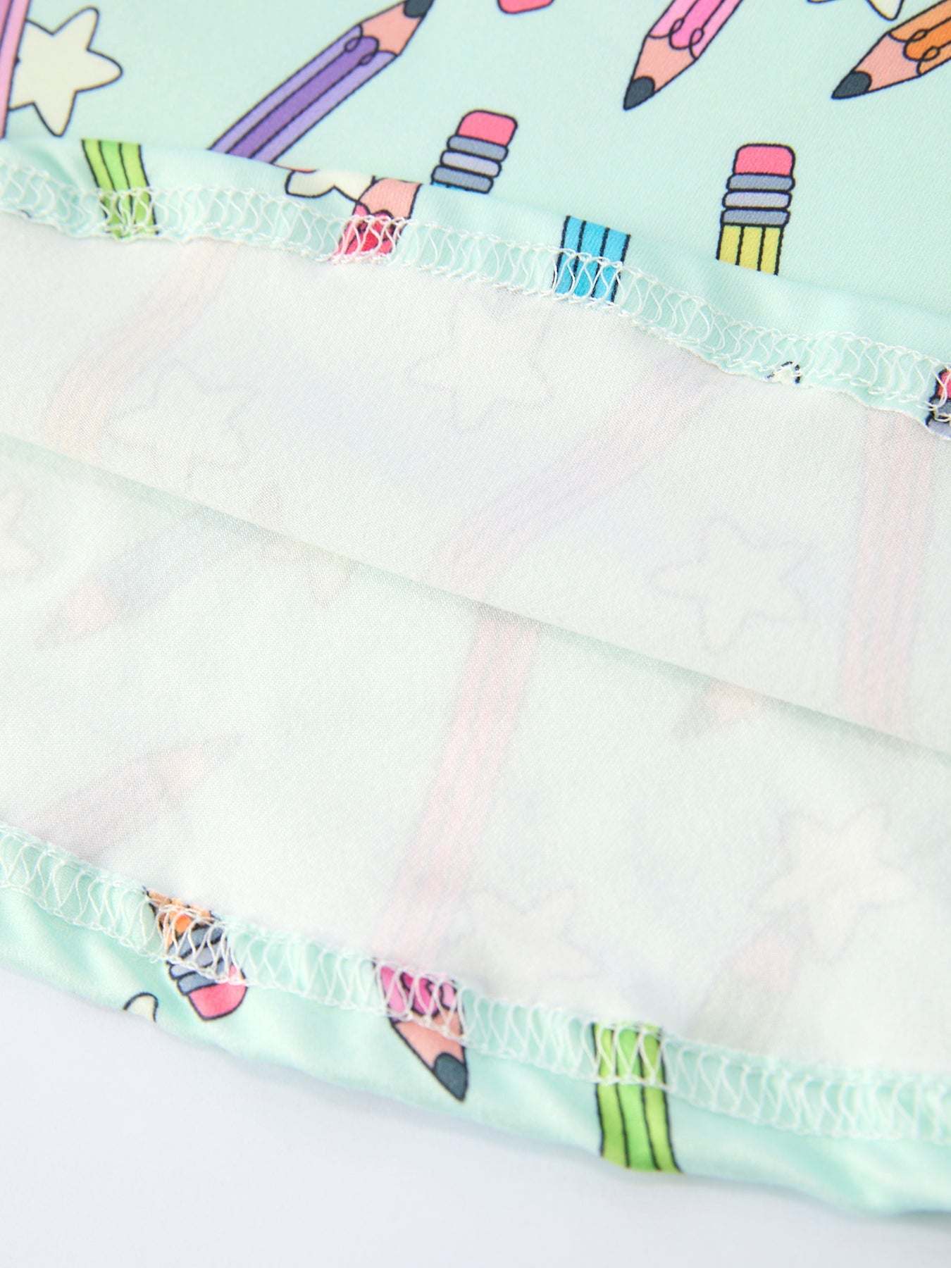 Back to School Pencil Print Girls Dress Short Sleeve - fabric and material close-up