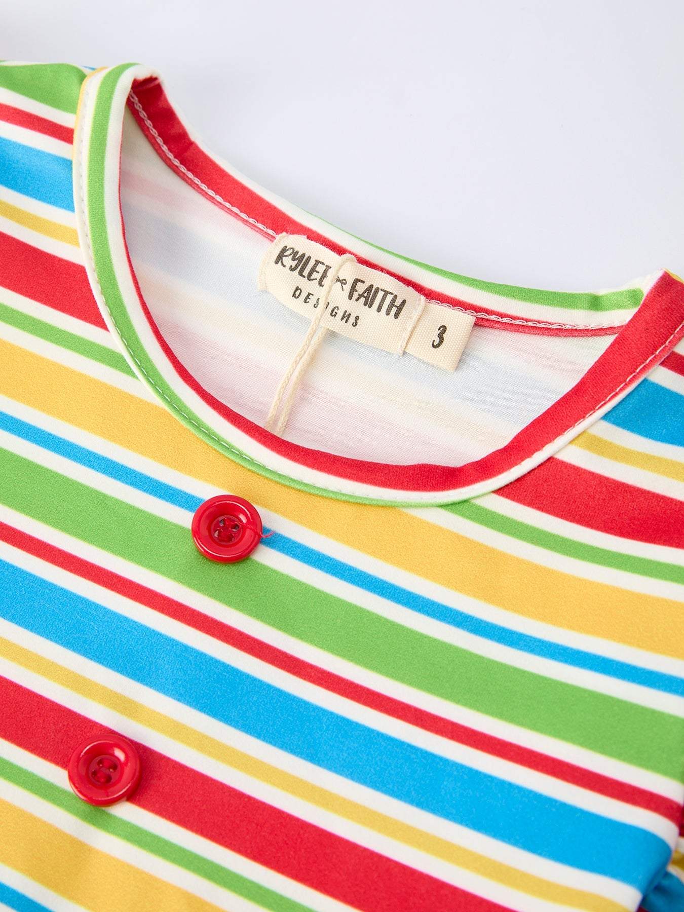 Back to School Apple Stripe Girls Ruffle Dress - back view
