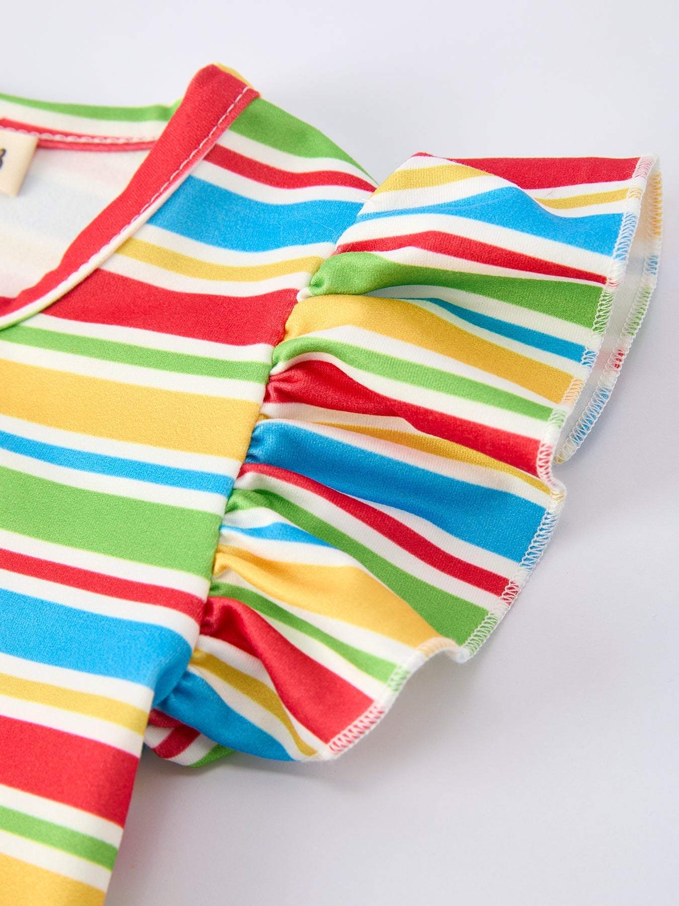 Back to School Apple Stripe Girls Ruffle Dress - side view