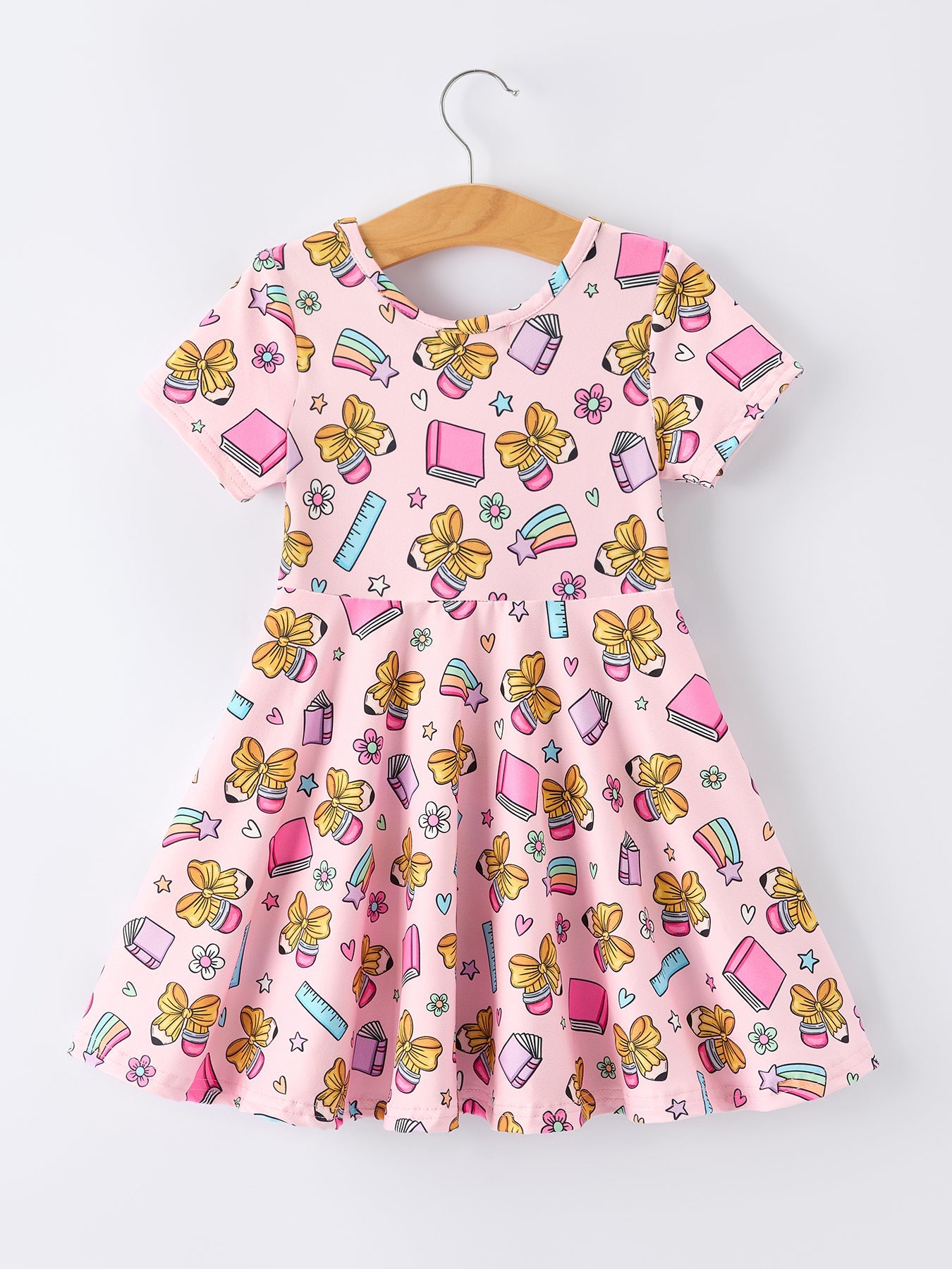 Back to School Print Girls Dress Short Sleeve - detail view