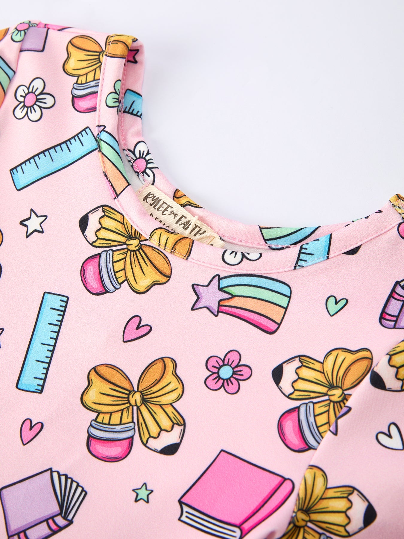 Back to School Print Girls Dress Short Sleeve - back view