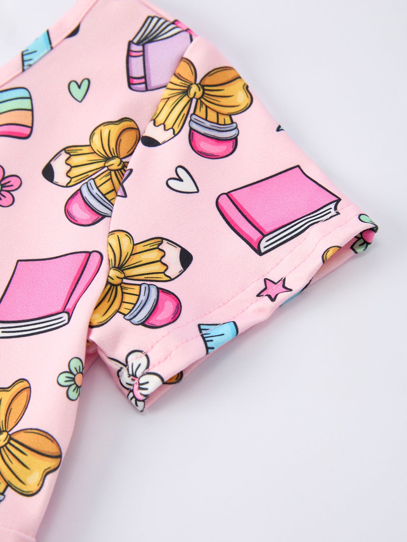 Back to School Print Girls Dress Short Sleeve - side view