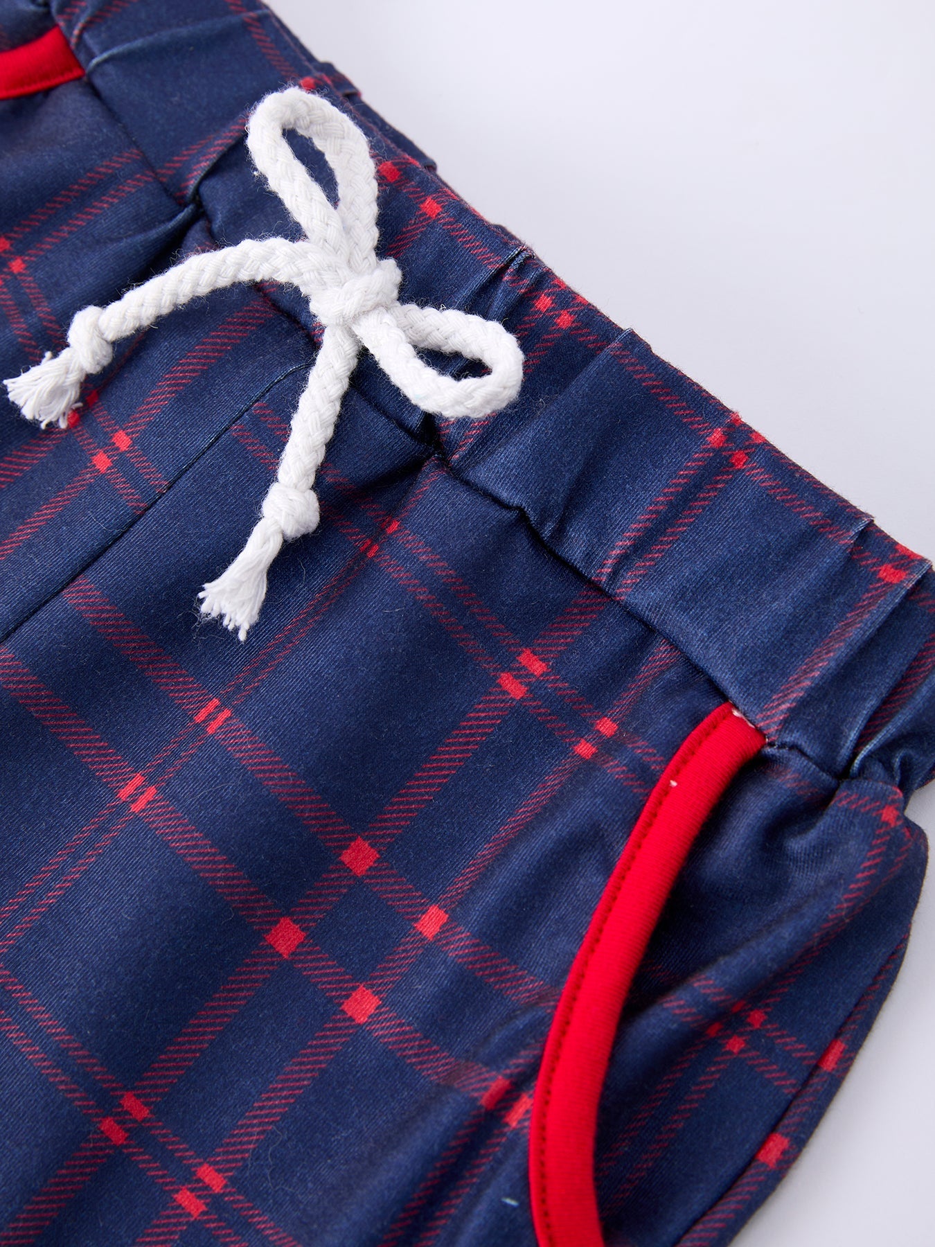 Back To School Apple Boys Set Plaid Shorts Outfit - back view