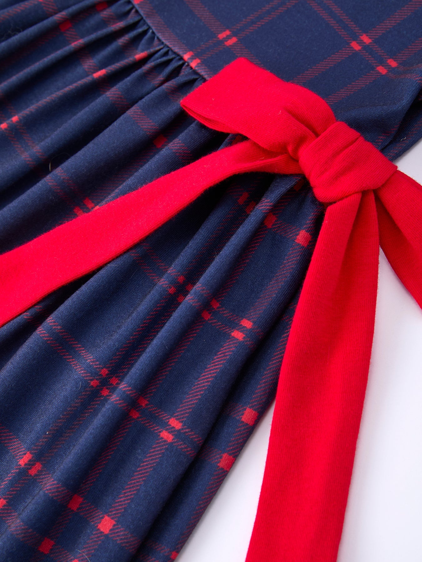 Back To School Apple Plaid Girls Dress Scallop Hem Bow - side view