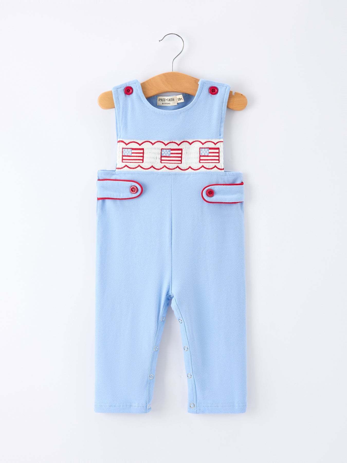 4th of July Flag Baby Boys Romper Smocked