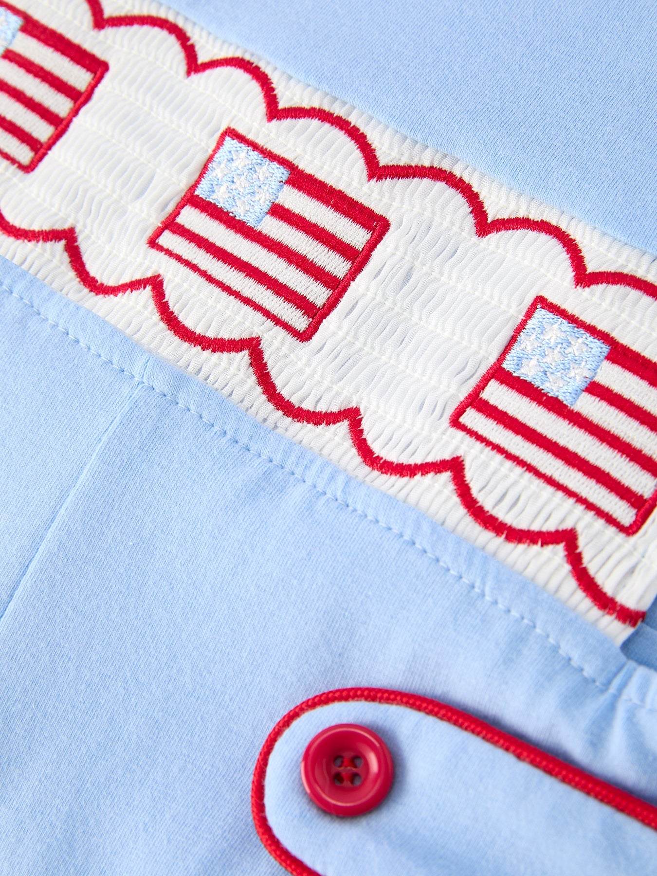 4th of July Flag Baby Boys Romper Smocked