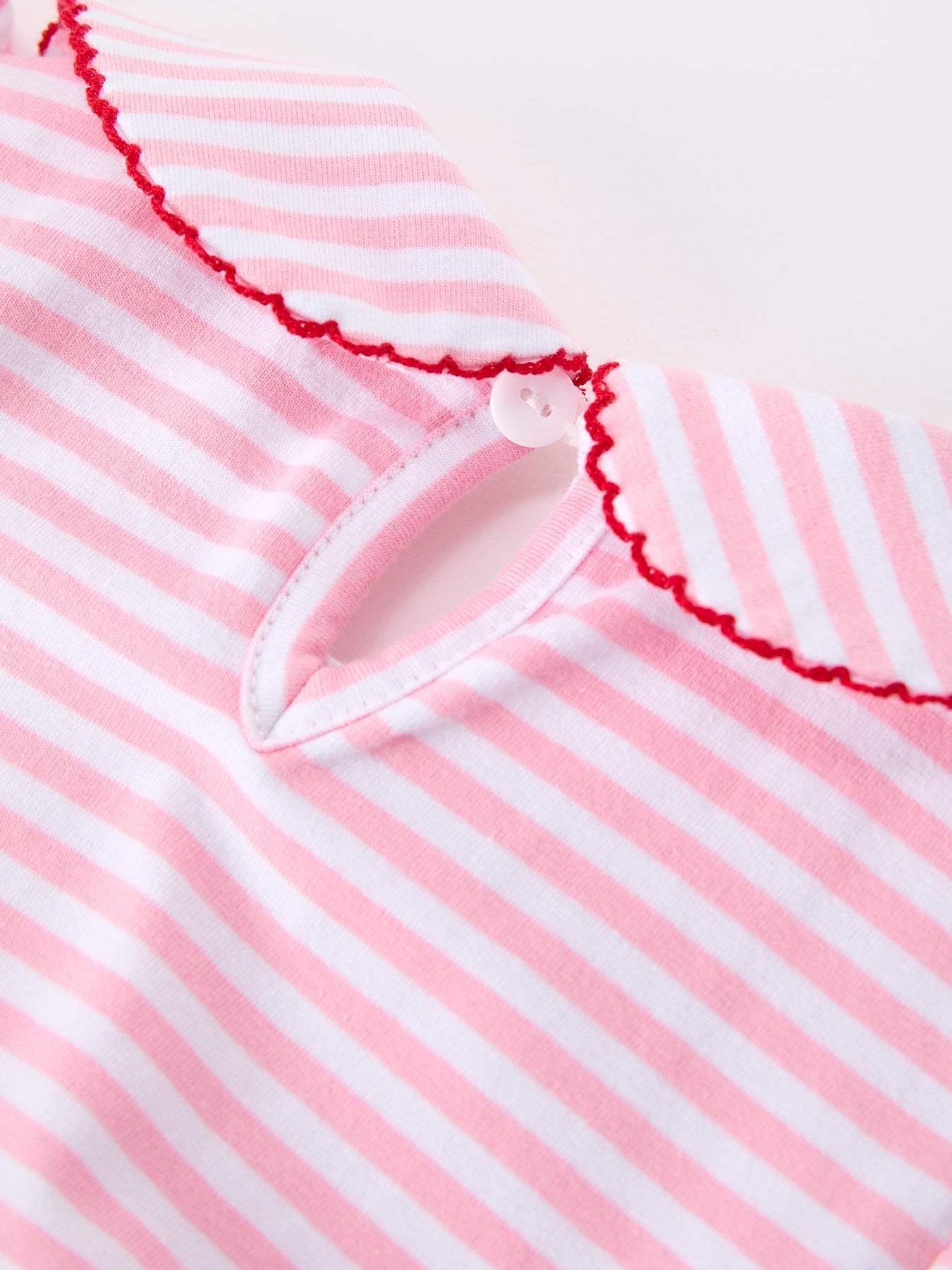 Girls Back To School Apple Applique Twirl Dress Ruffle Petal Collar - side view