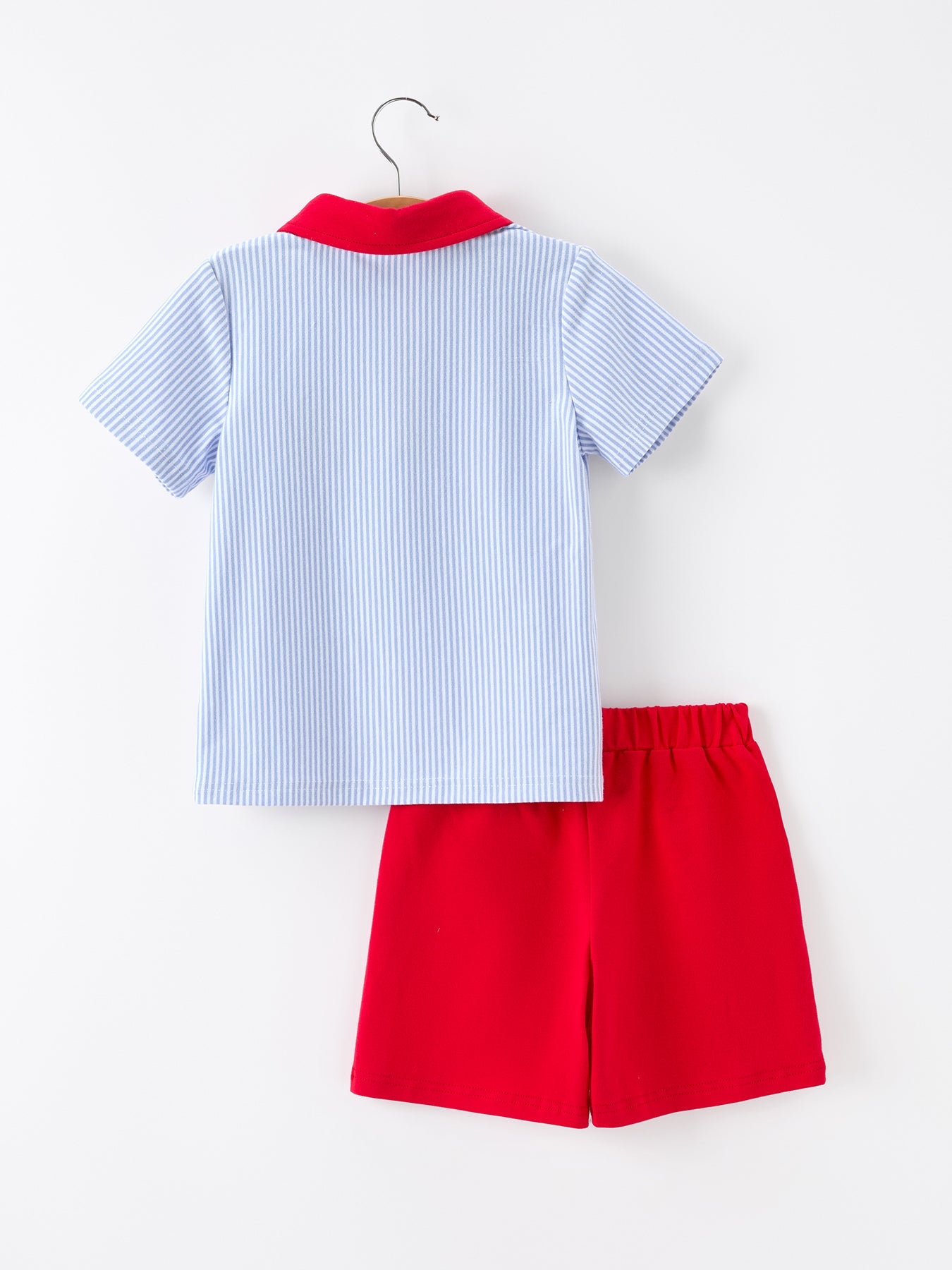Boys Back To School Apple Polo Short Set Outfit - detail view