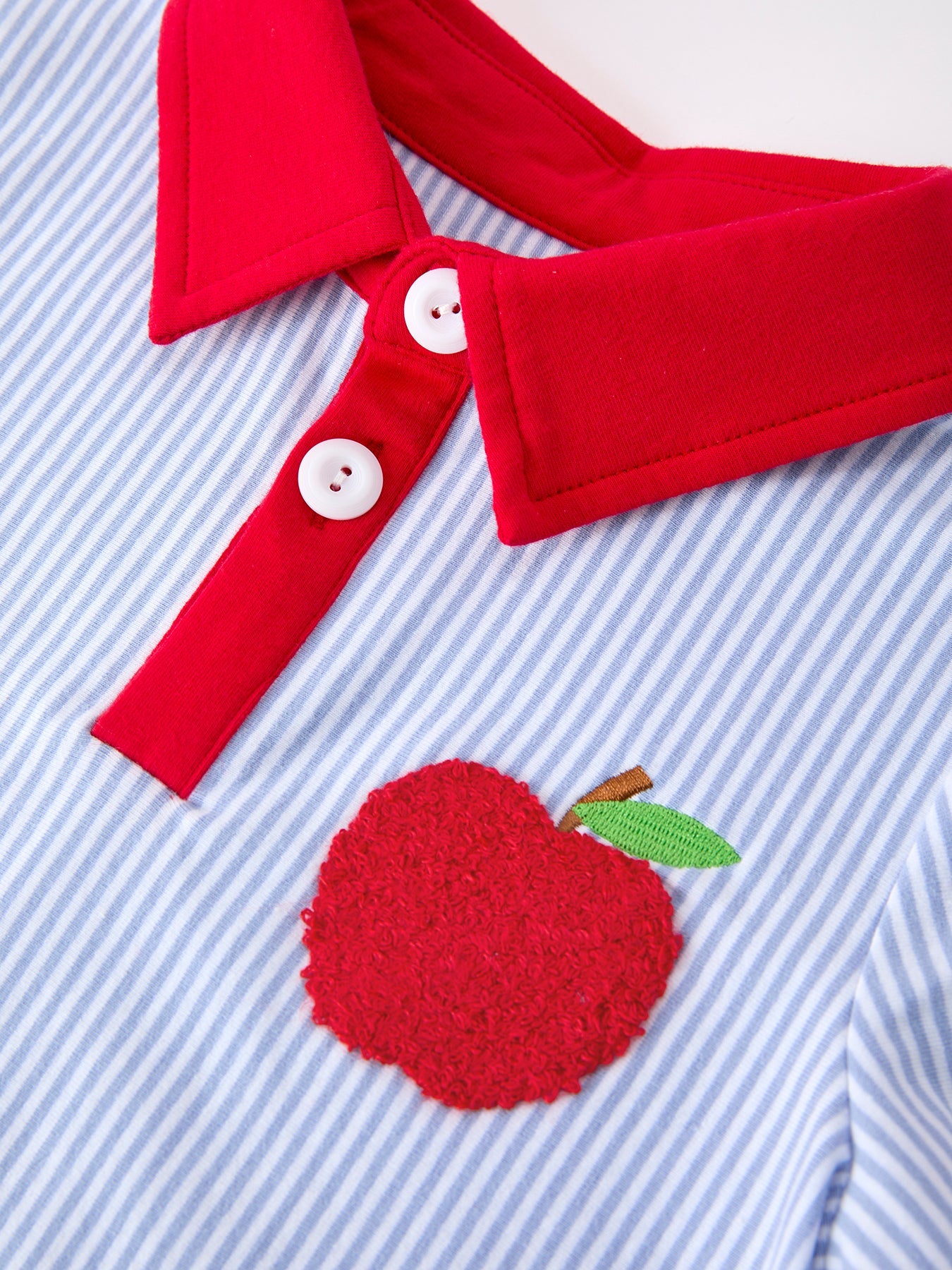 Boys Back To School Apple Polo Short Set Outfit - back view