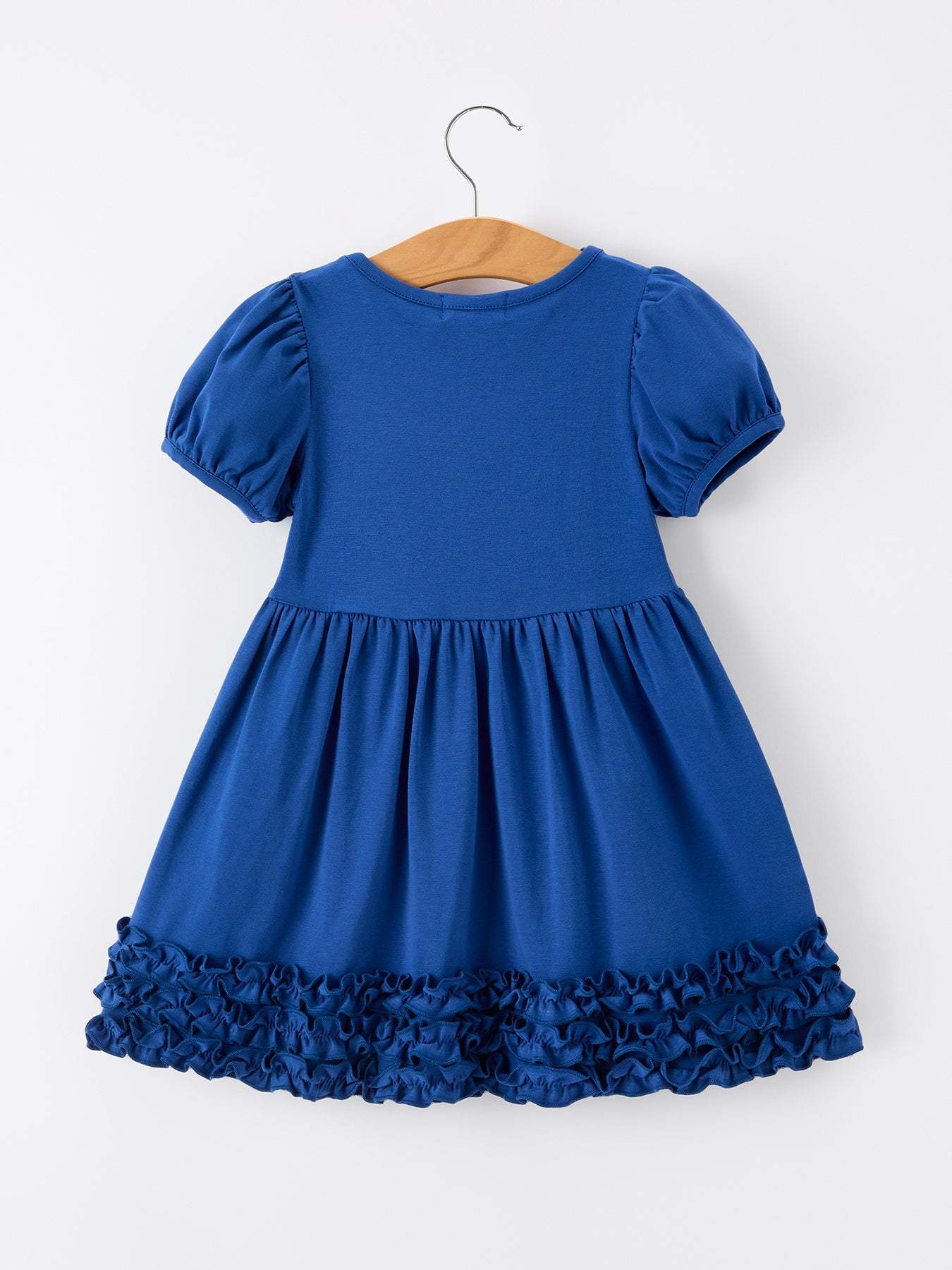 Girls Back To School Crayon Twirl Dress Ruffle Applique - detail view
