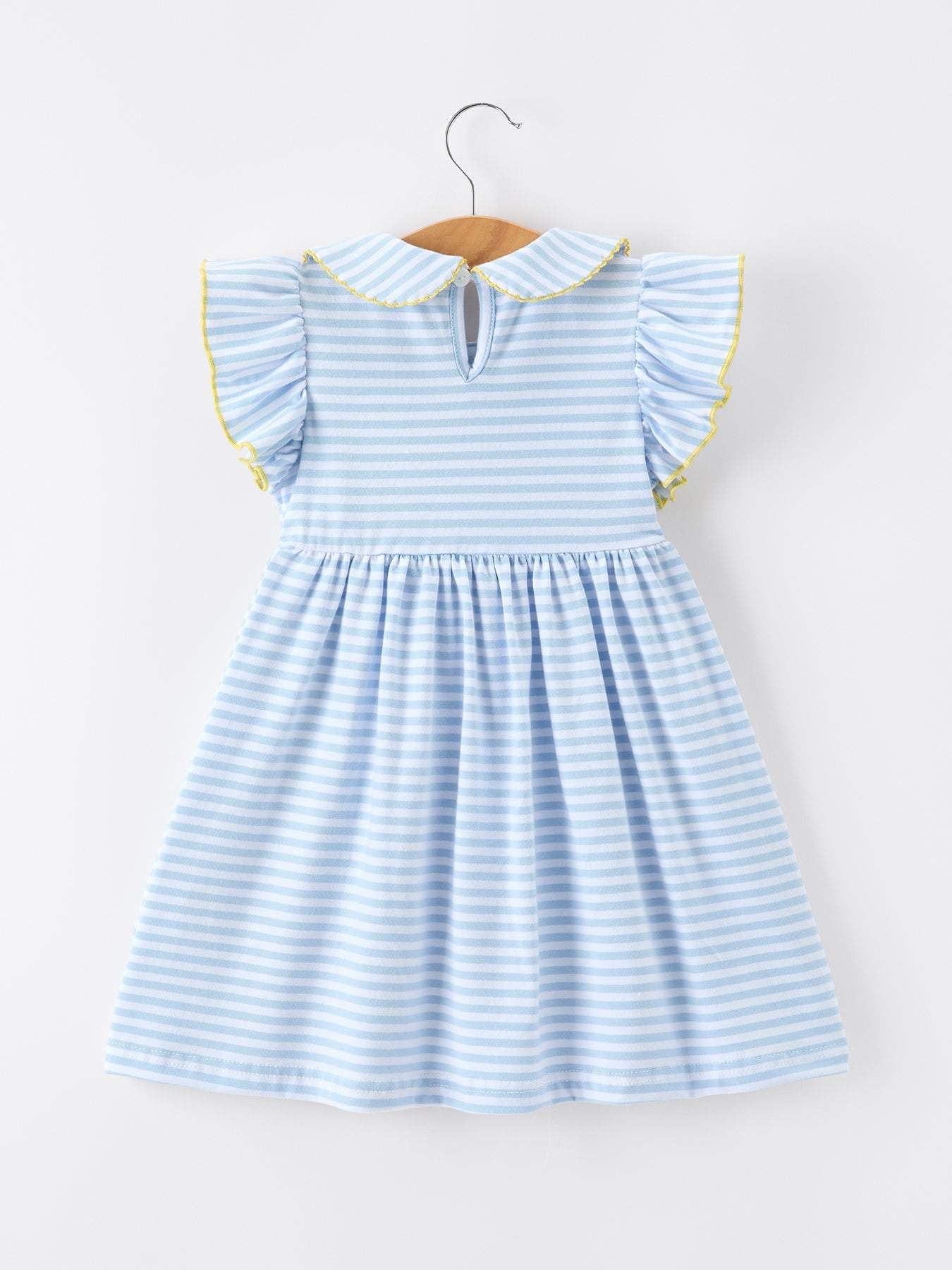 Girls Back To School Crayon Dress Ruffle Petal Collar Applique - detail view