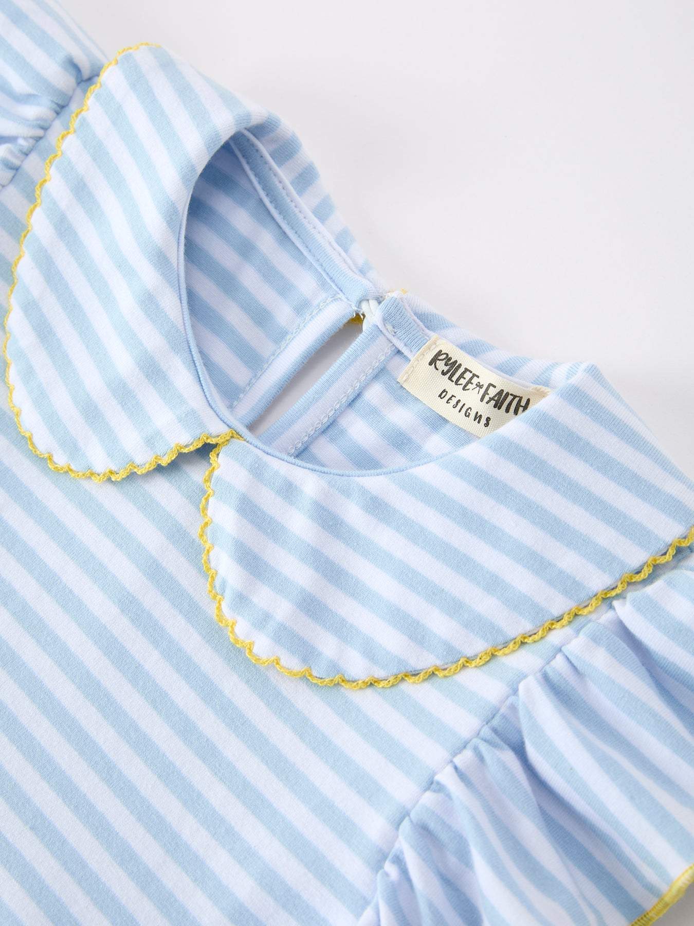 Girls Back To School Crayon Dress Ruffle Petal Collar Applique - back view