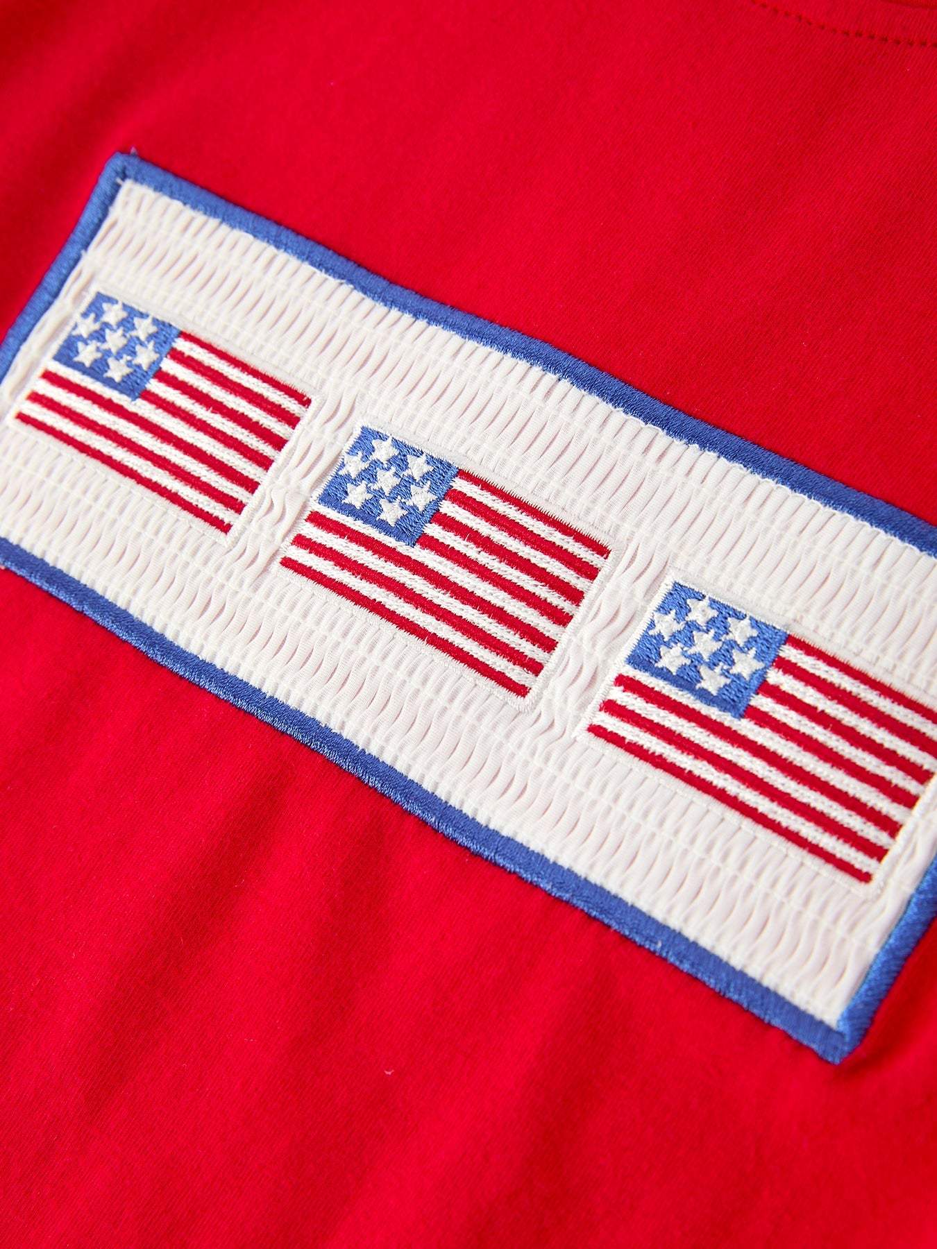 Girls 4th of July Flag Outfit Set Embroidery Plaid - side view