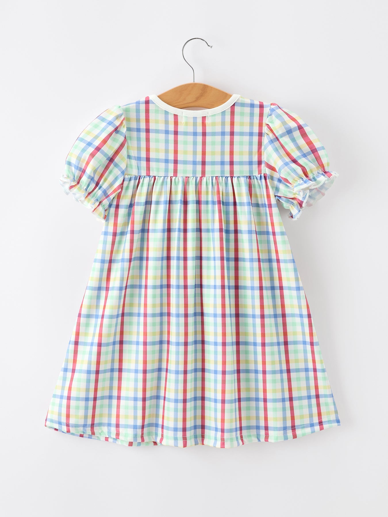 Girls Back To School Dog Plaid Twirl Dress - detail view