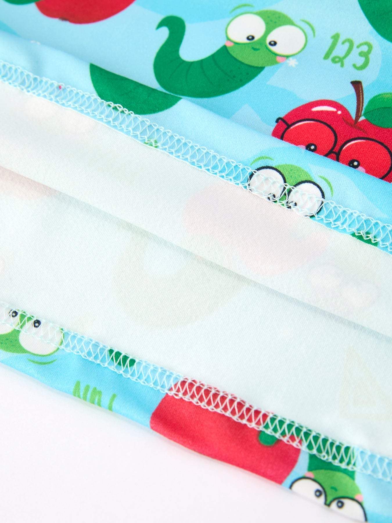 Girls Back To School Apple Worm Twirl Dress Ruffle Color Block - fabric and material close-up